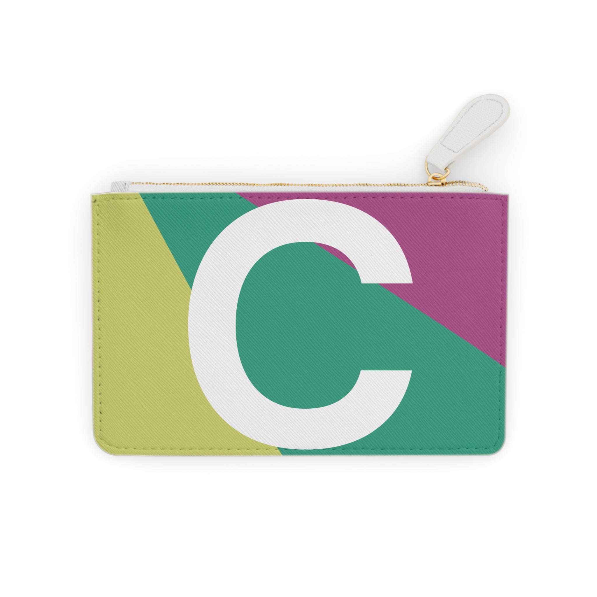 Initial C Mini Clutch — Colorblock Monogram Wristlet Wallet