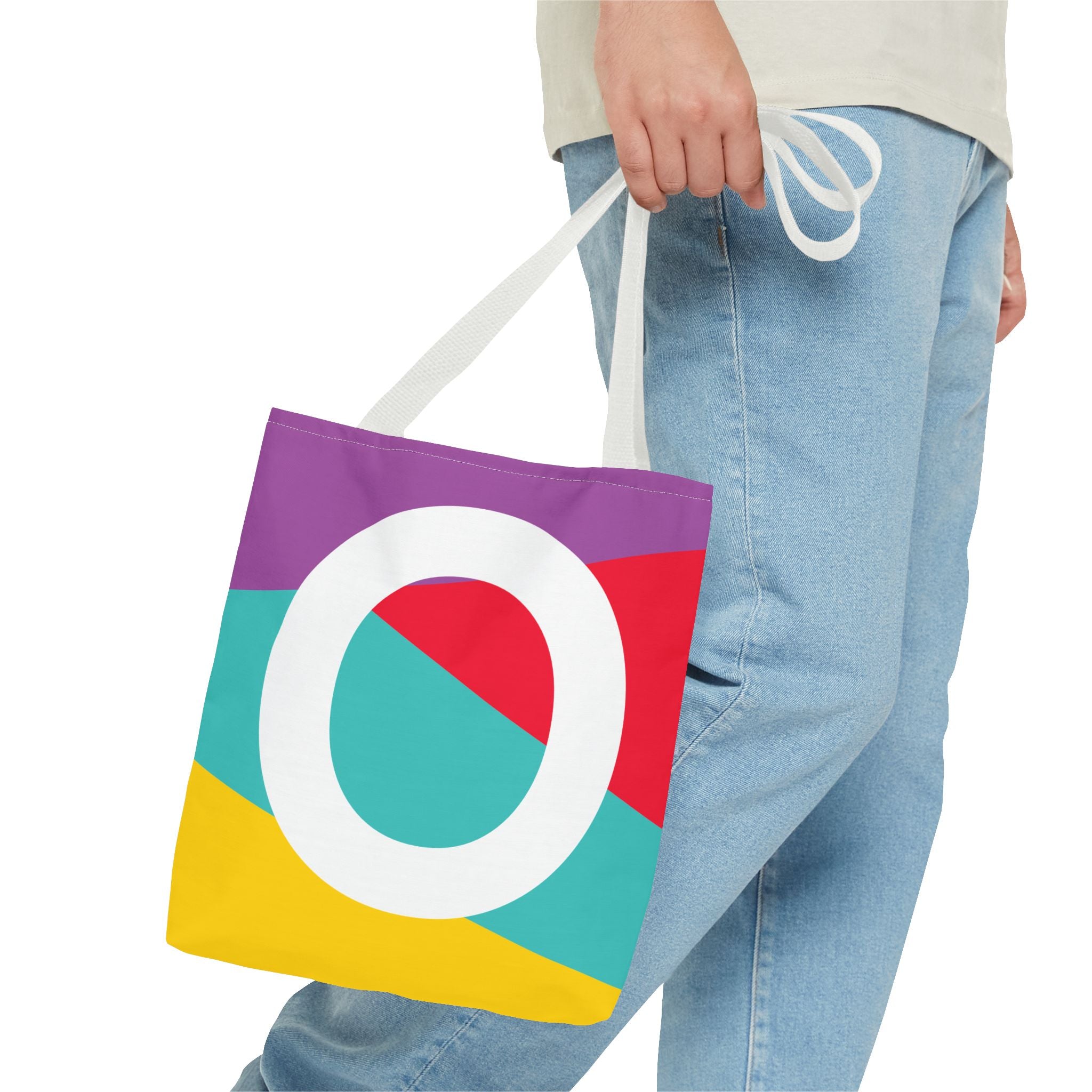 Monogram 'O' Colorblock Tote Bag — Personalized Initial O Shoulder Tote