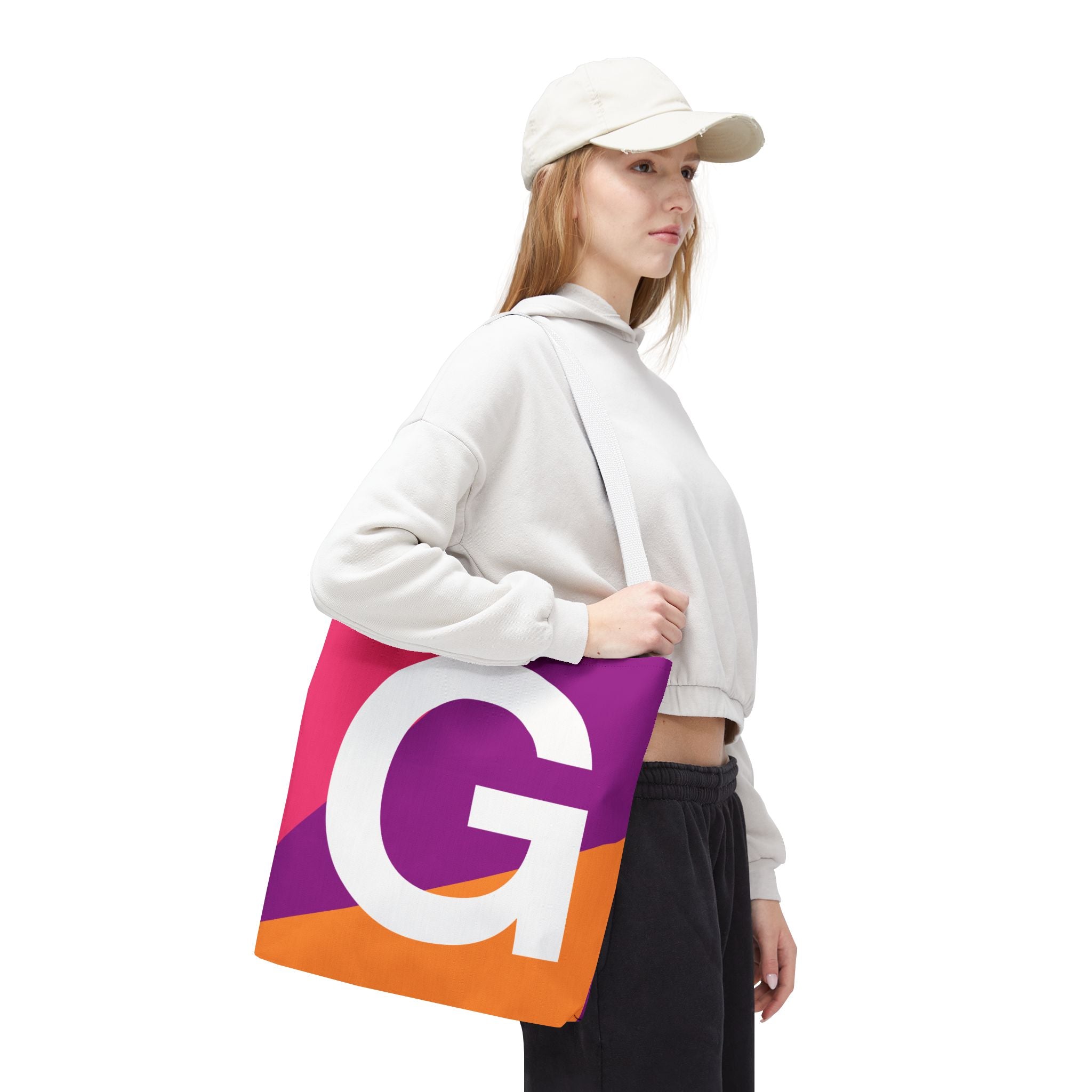 Monogram 'G' Colorblock Tote Bag — Personalized Initial G Shoulder Tote