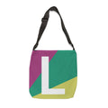 Initial Letter 'L' Colorblock Adjustable Tote Bag — Monogram Alphabet Shoulder Bag