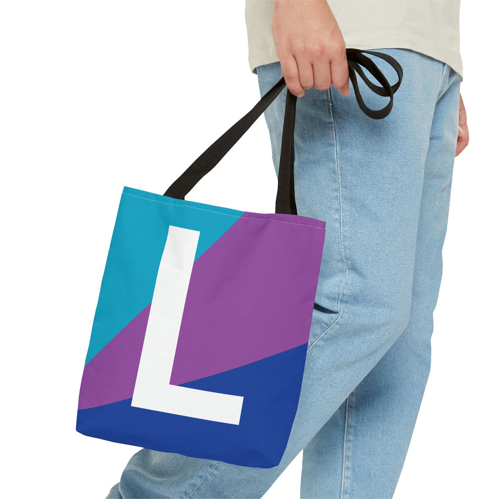 Monogram 'L' Colorblock Tote Bag — Personalized Initial L Shoulder Tote