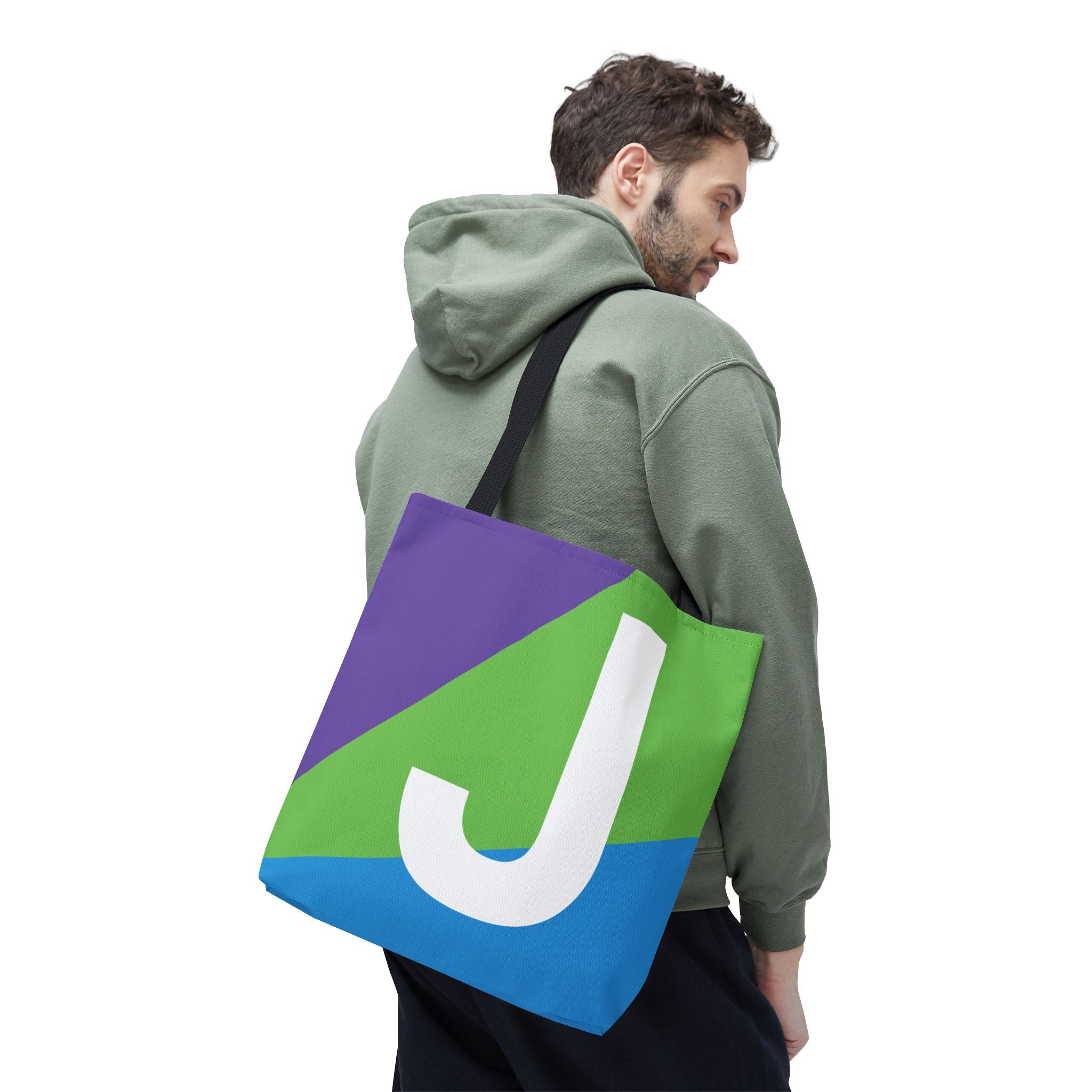 Monogram 'J' Colorblock Tote Bag — Personalized Initial J Shoulder Tote