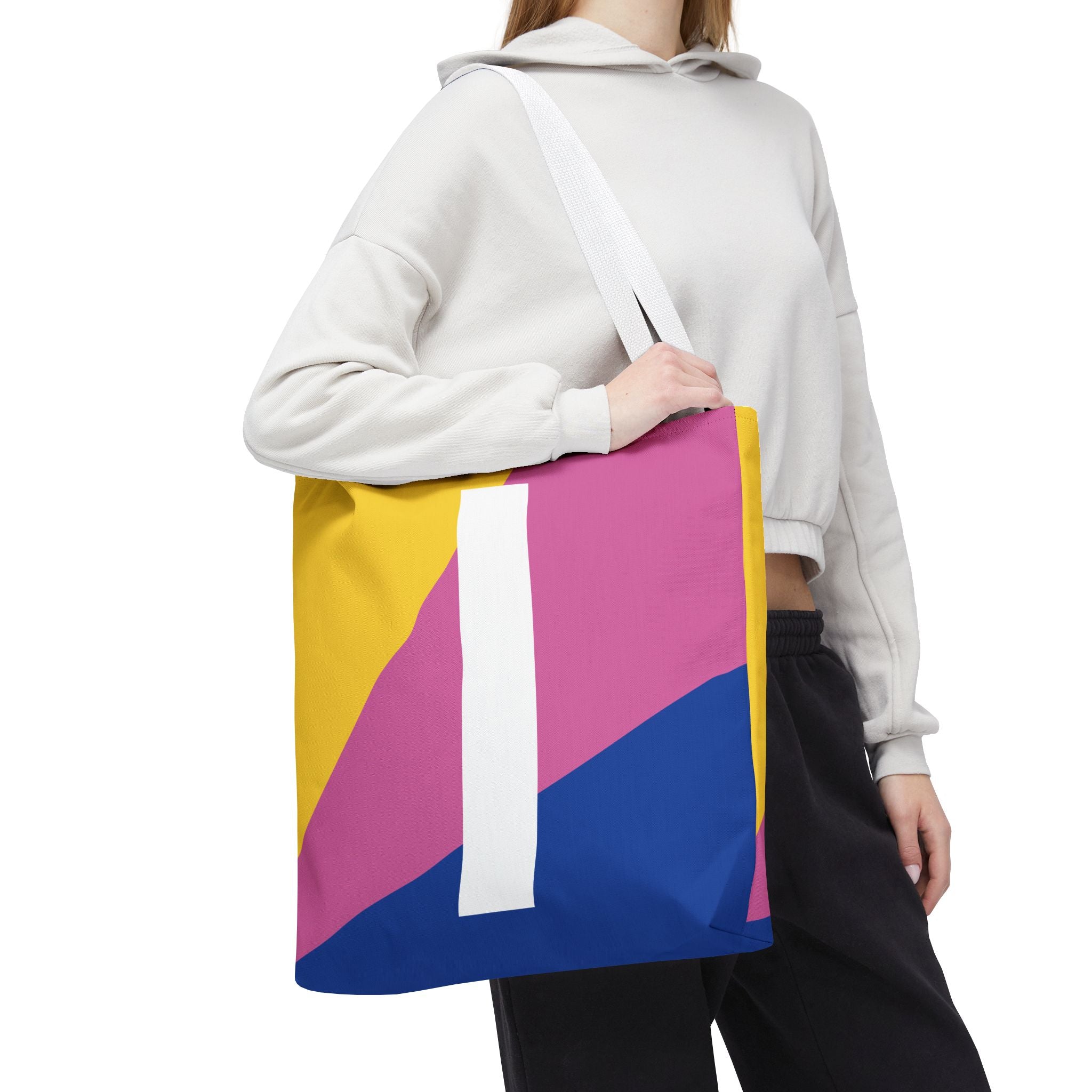 Monogram 'I' Colorblock Tote Bag — Personalized Initial I Shoulder Tote