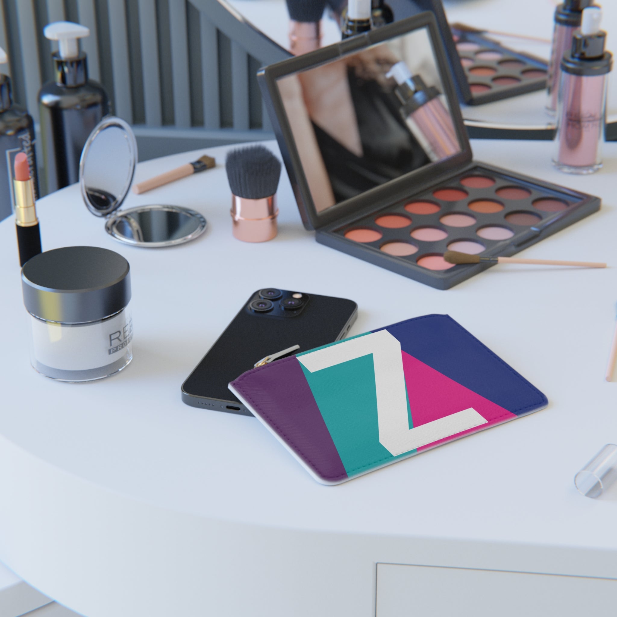 Initial Z Mini Clutch — Colorblock Monogram Wristlet Wallet