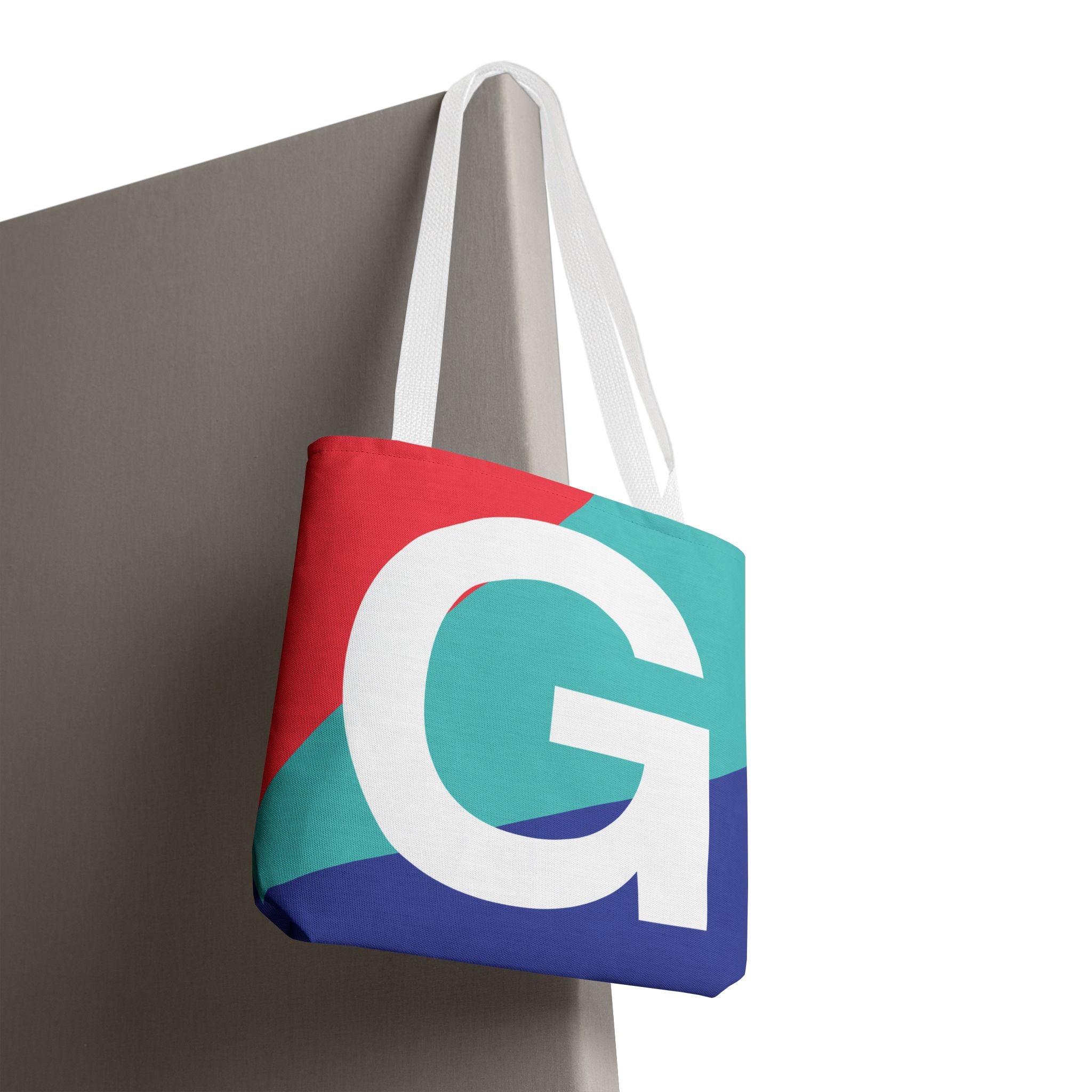 Monogram 'G' Colorblock Tote Bag — Personalized Initial G Shoulder Tote