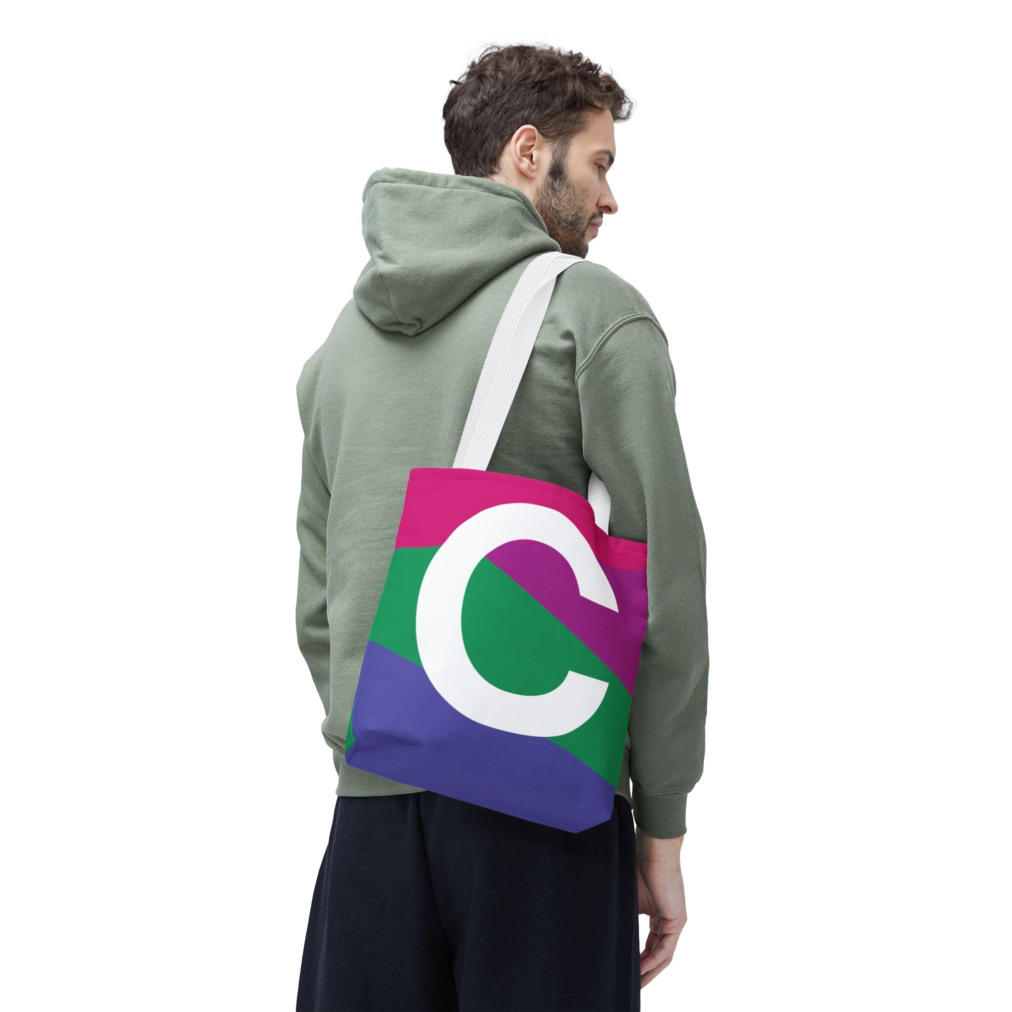 Monogram 'C' Colorblock Tote Bag — Personalized Initial C Shoulder Tote