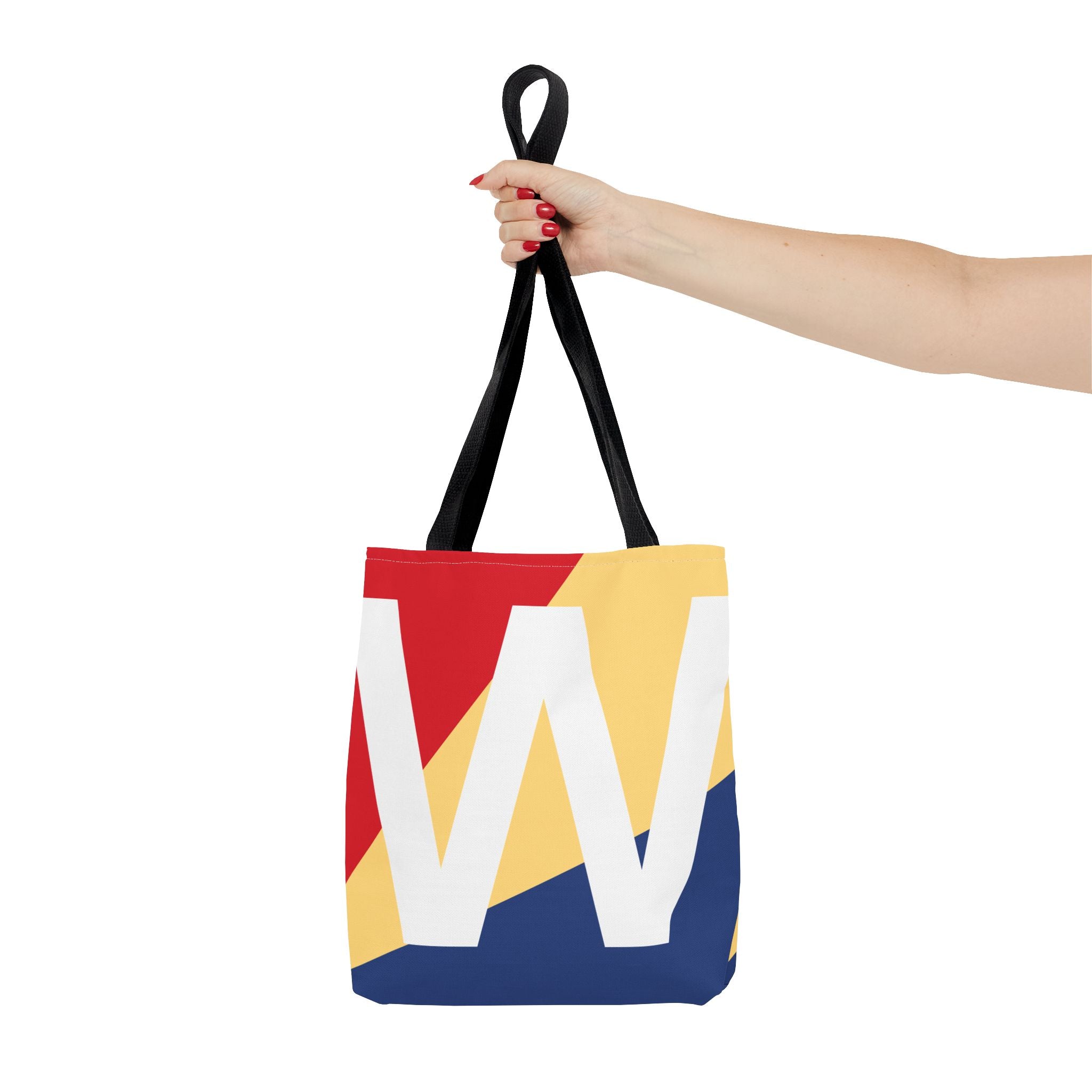 Monogram 'W' Colorblock Tote Bag — Personalized Initial W Shoulder Tote