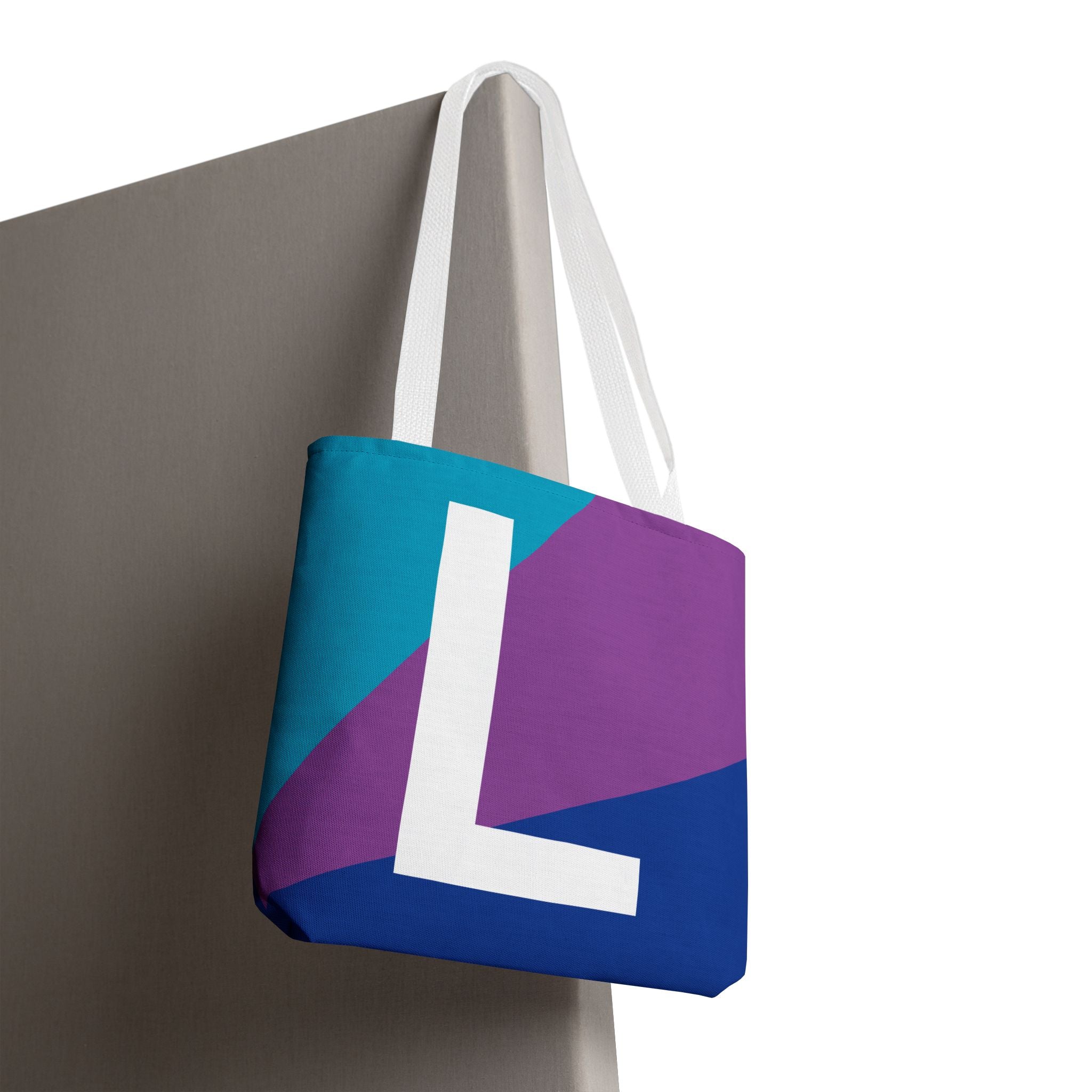 Monogram 'L' Colorblock Tote Bag — Personalized Initial L Shoulder Tote