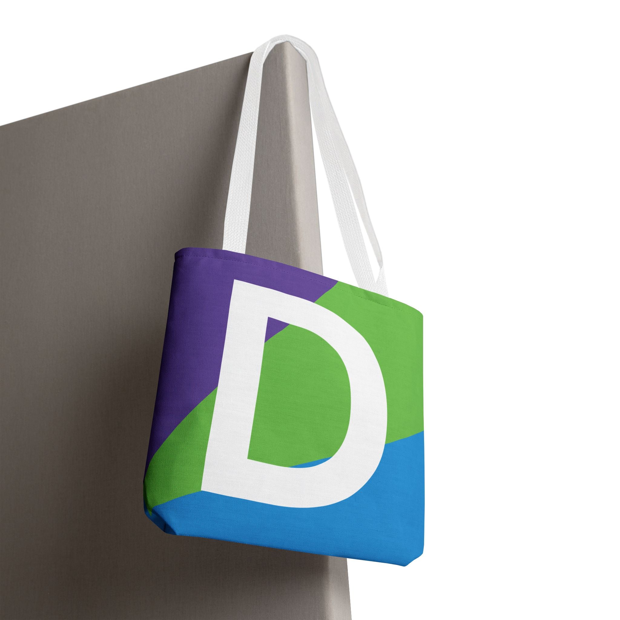 Monogram 'D' Colorblock Tote Bag — Personalized Initial D Shoulder Tote