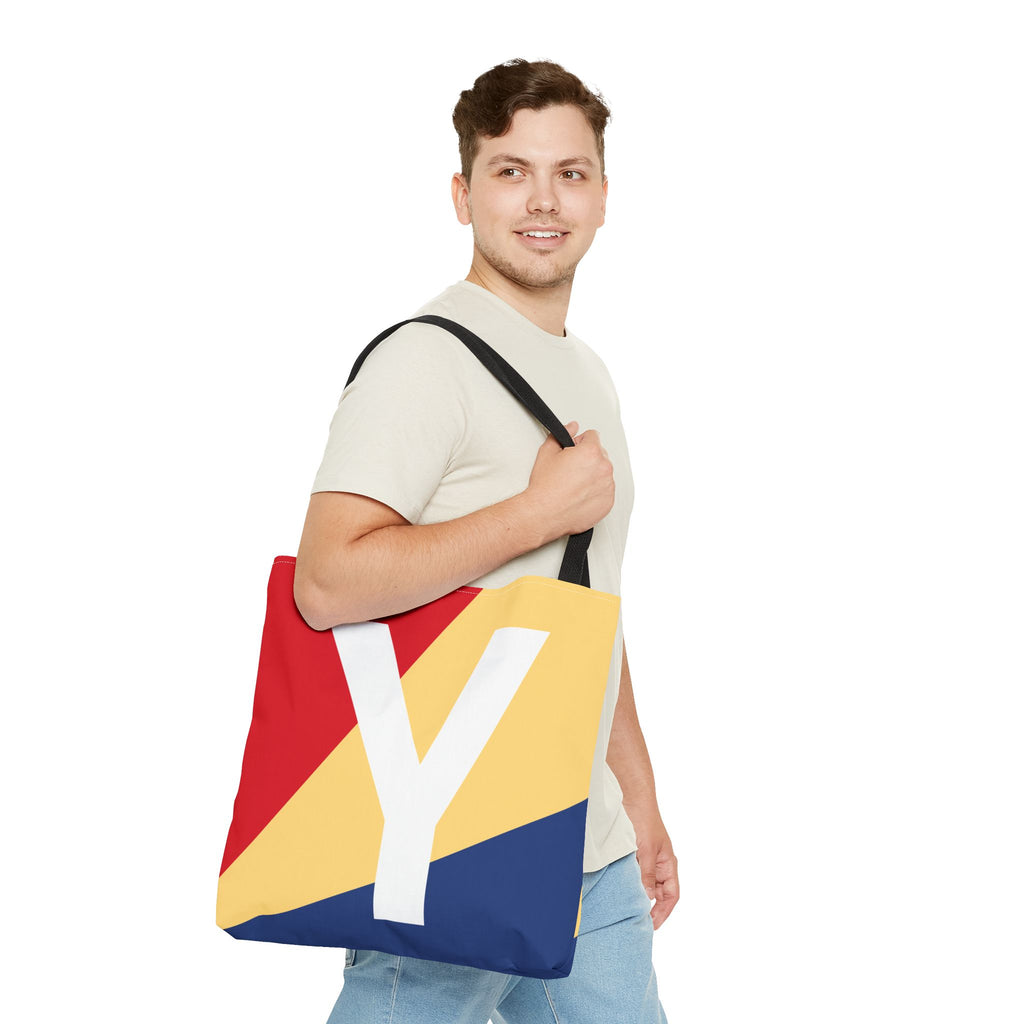 Monogram 'Y' Colorblock Tote Bag — Personalized Initial Y Shoulder Tote