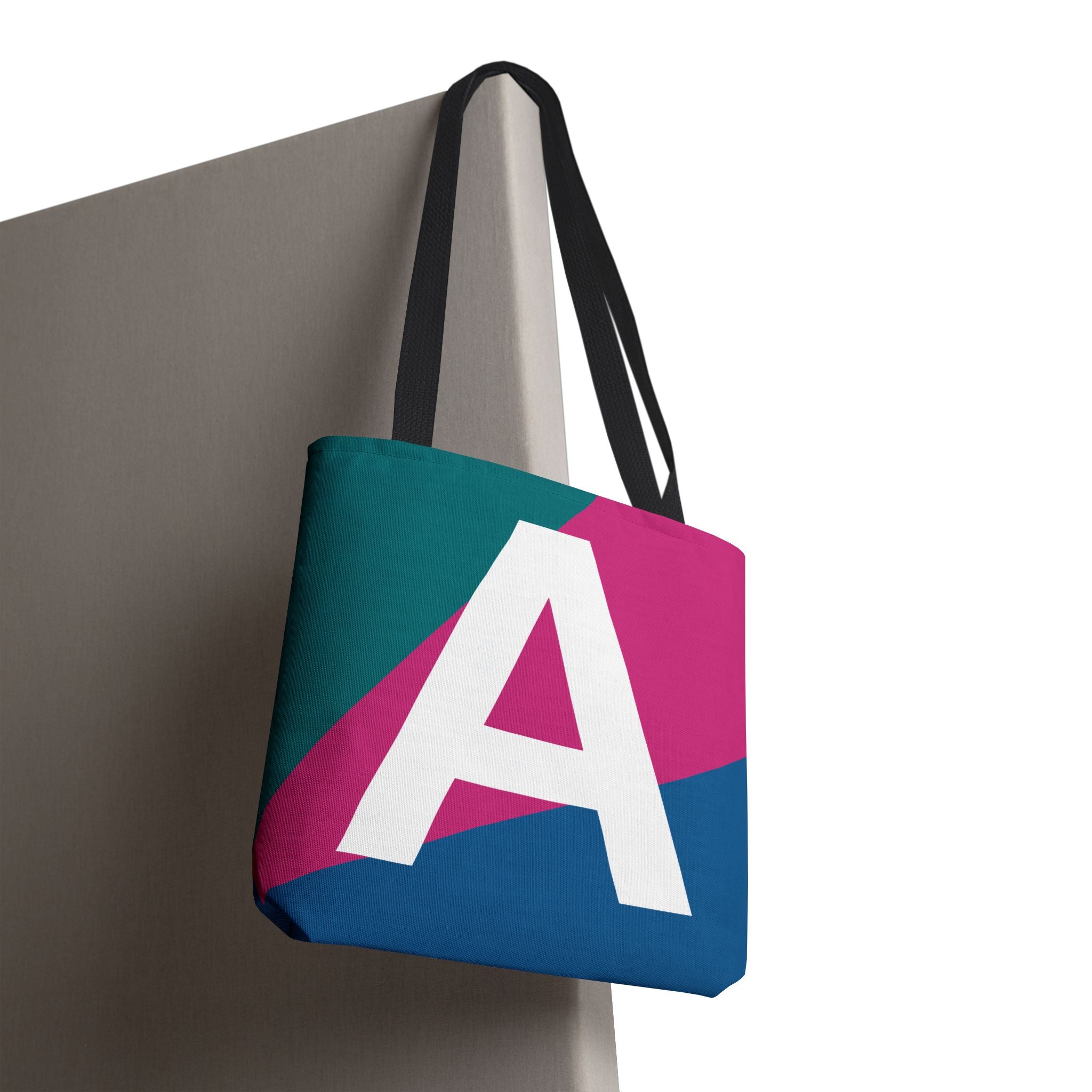 Monogram 'A' Colorblock Tote Bag — Personalized Initial A Shoulder Tote