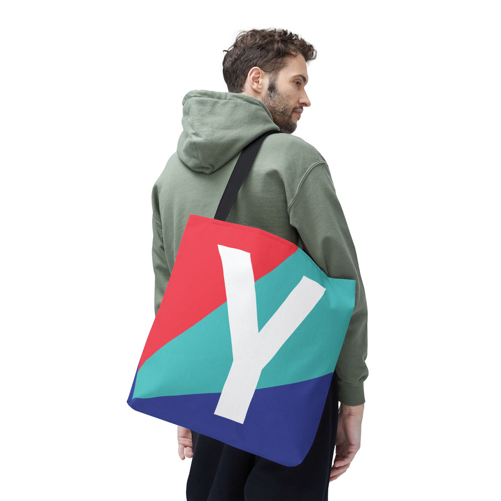 Monogram 'Y' Colorblock Tote Bag — Personalized Initial Y Shoulder Tote
