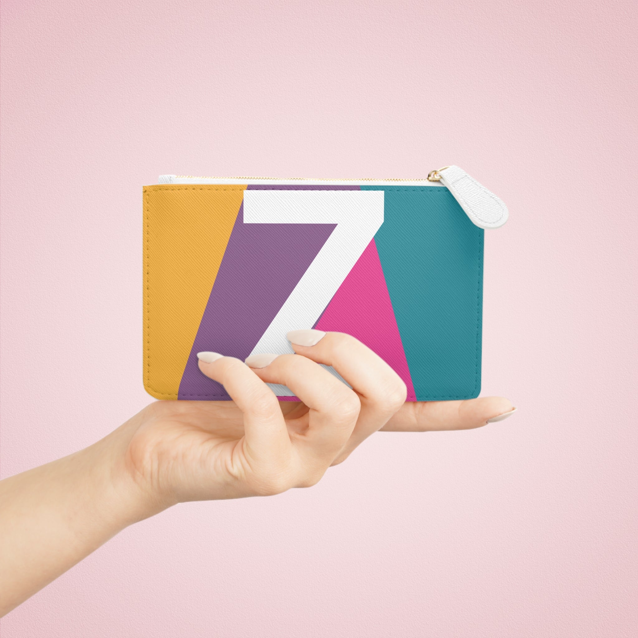 Initial Z Mini Clutch — Colorblock Monogram Wristlet Wallet