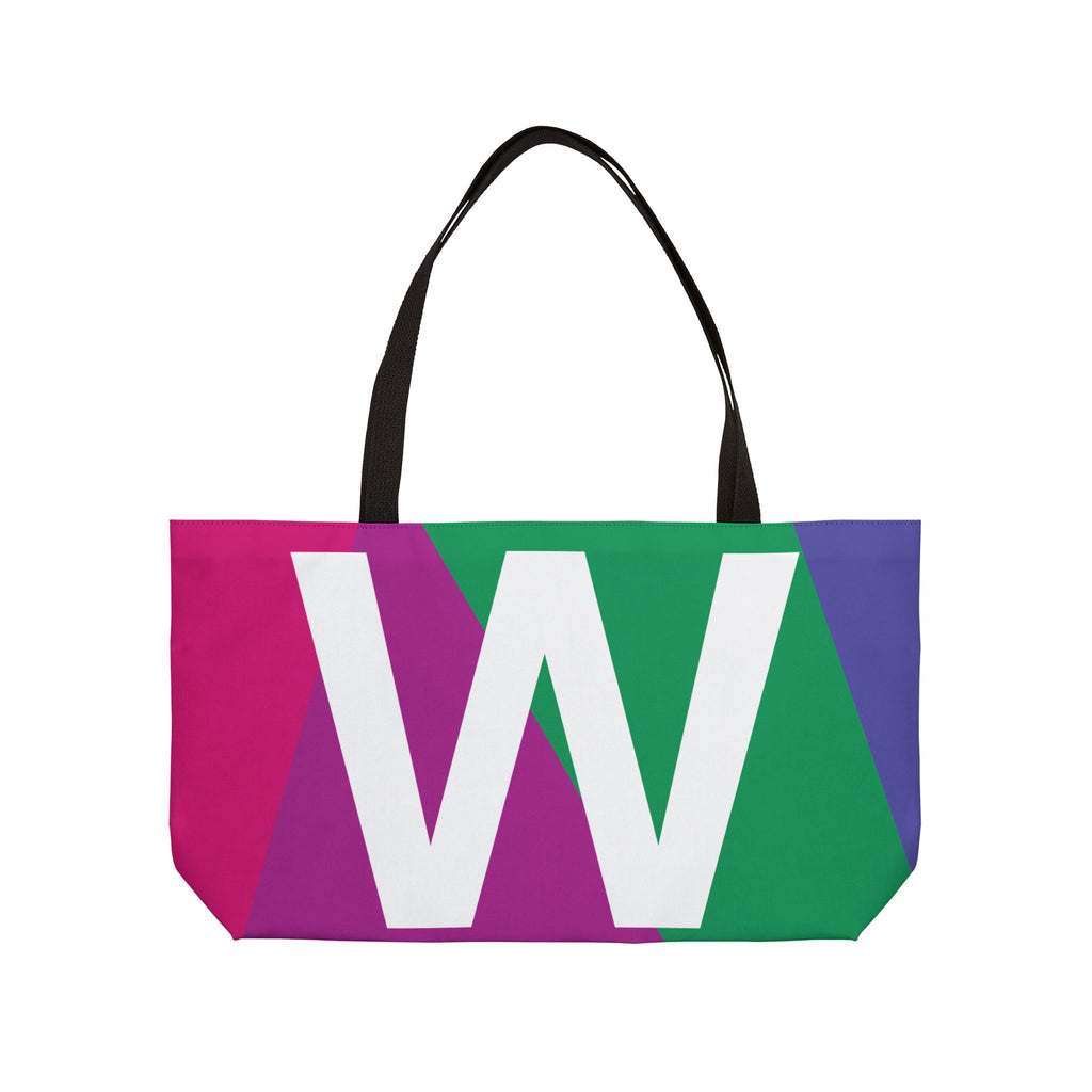 Personalized 'W' Colorblock Tote Bag — Monogram Weekender Tote