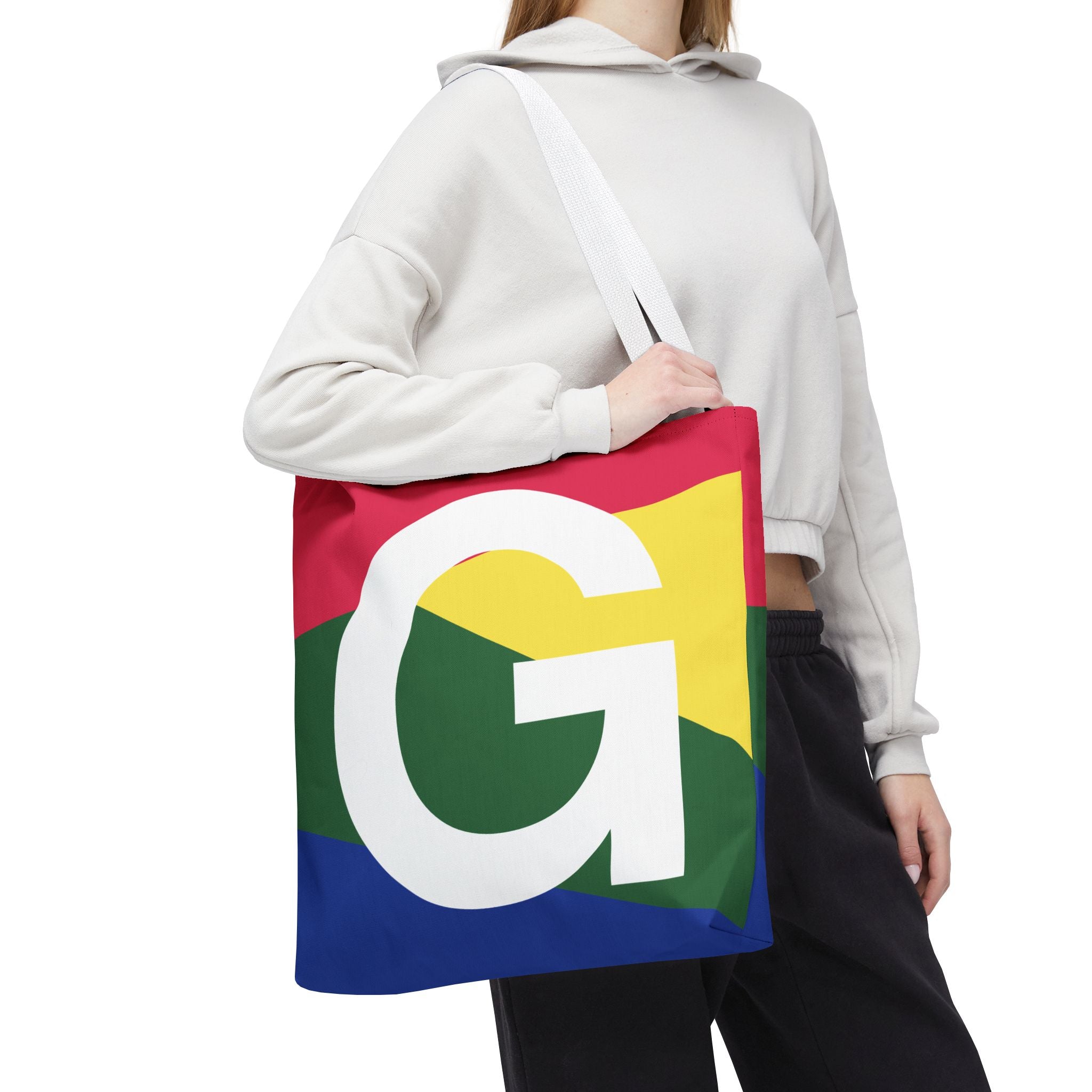 Monogram 'G' Colorblock Tote Bag — Personalized Initial G Shoulder Tote