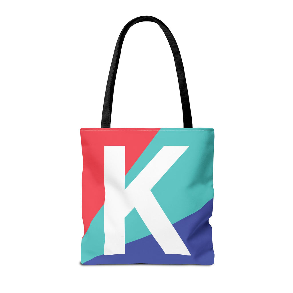 Monogram 'K' Colorblock Tote Bag — Personalized Initial K Shoulder Tote