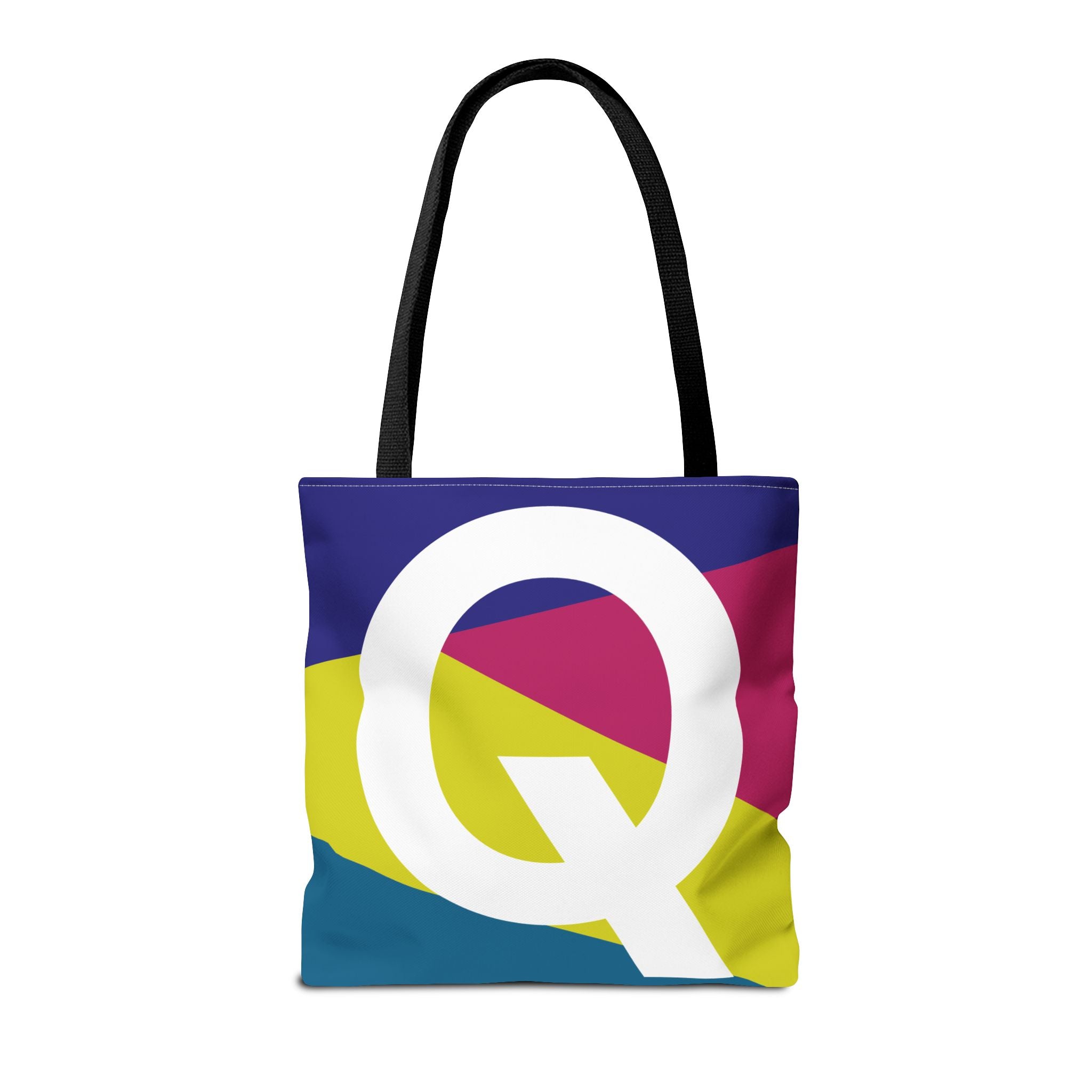 Monogram 'Q' Colorblock Tote Bag — Personalized Initial Q Shoulder Tote