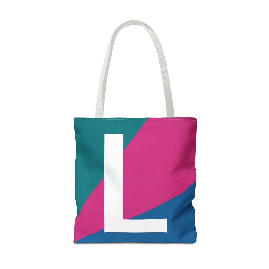 Monogram 'L' Colorblock Tote Bag — Personalized Initial L Shoulder Tote