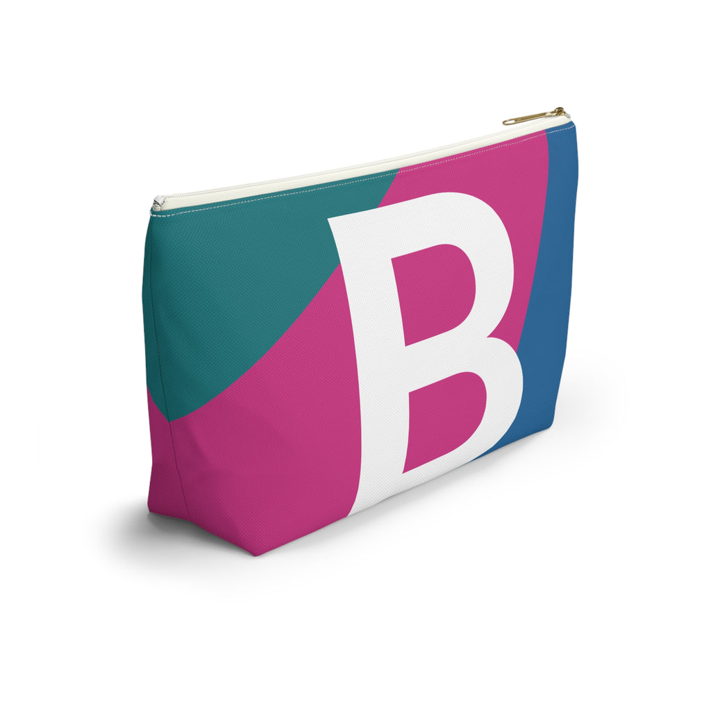 Initials Colorblock Accessory Pouch — Monogram B T-Bottom Cosmetic Bag