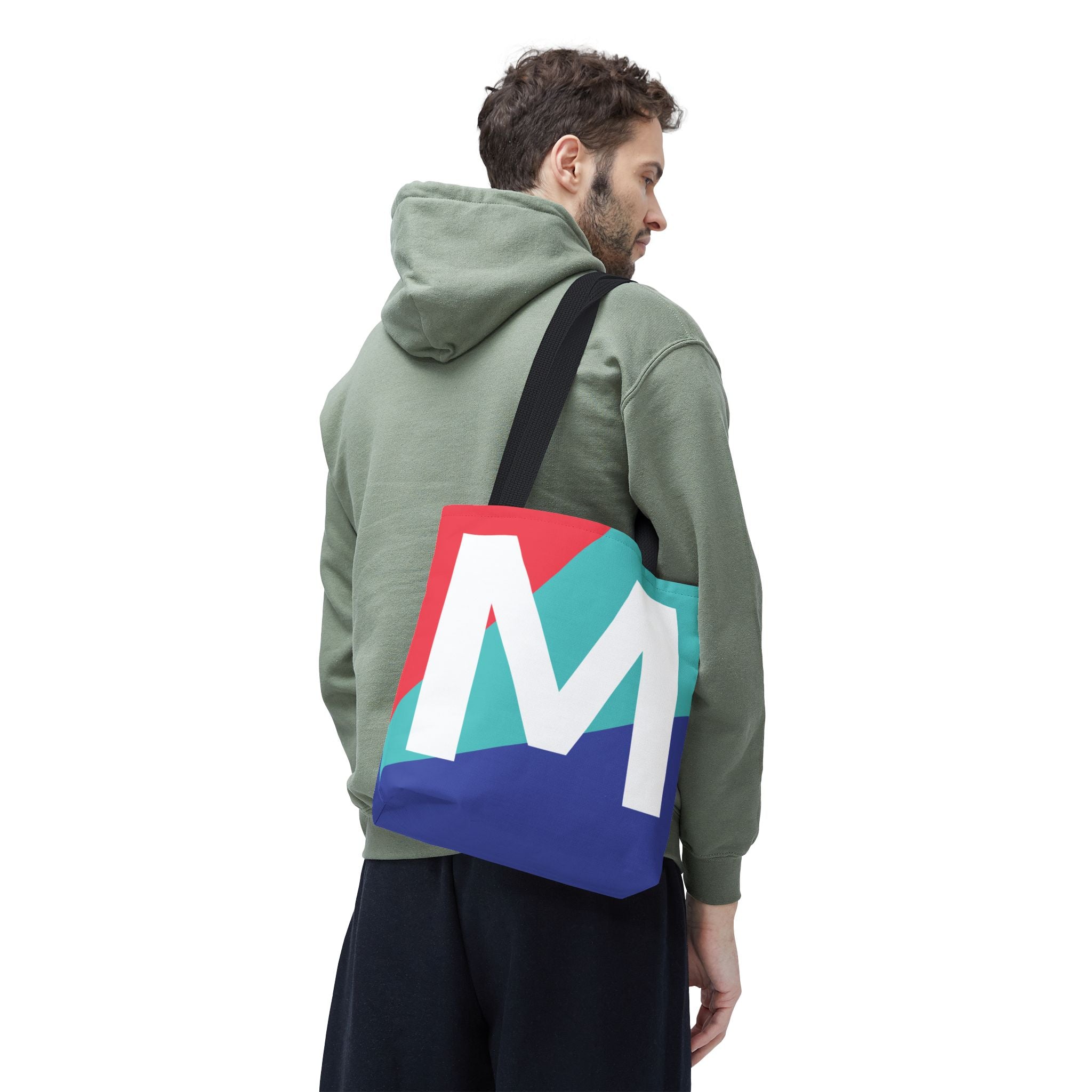 Monogram 'M' Colorblock Tote Bag — Personalized Initial M Shoulder Tote