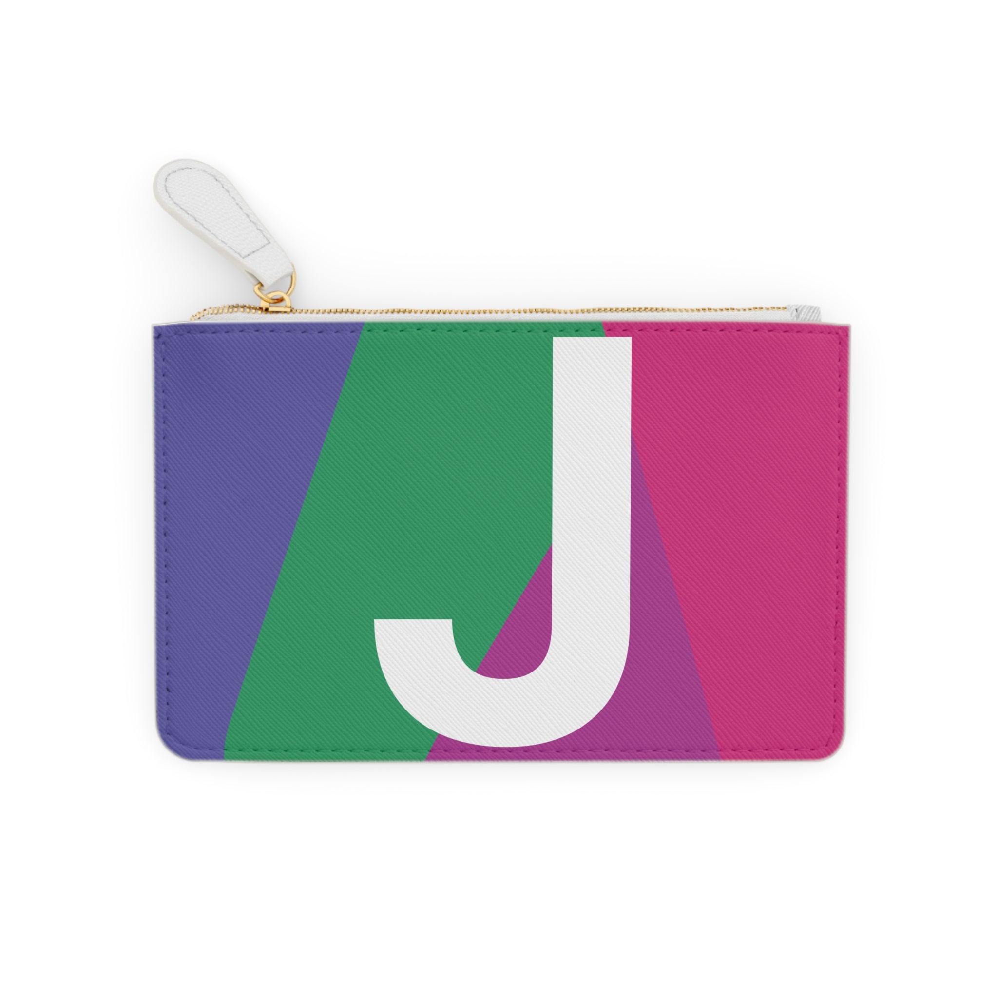 Initial J Mini Clutch — Colorblock Monogram Wristlet Wallet