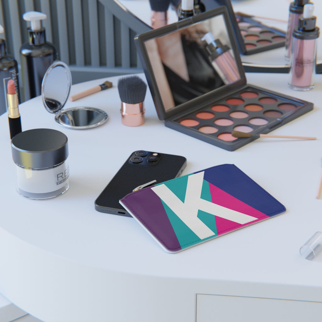 Initial K Mini Clutch — Colorblock Monogram Wristlet Wallet
