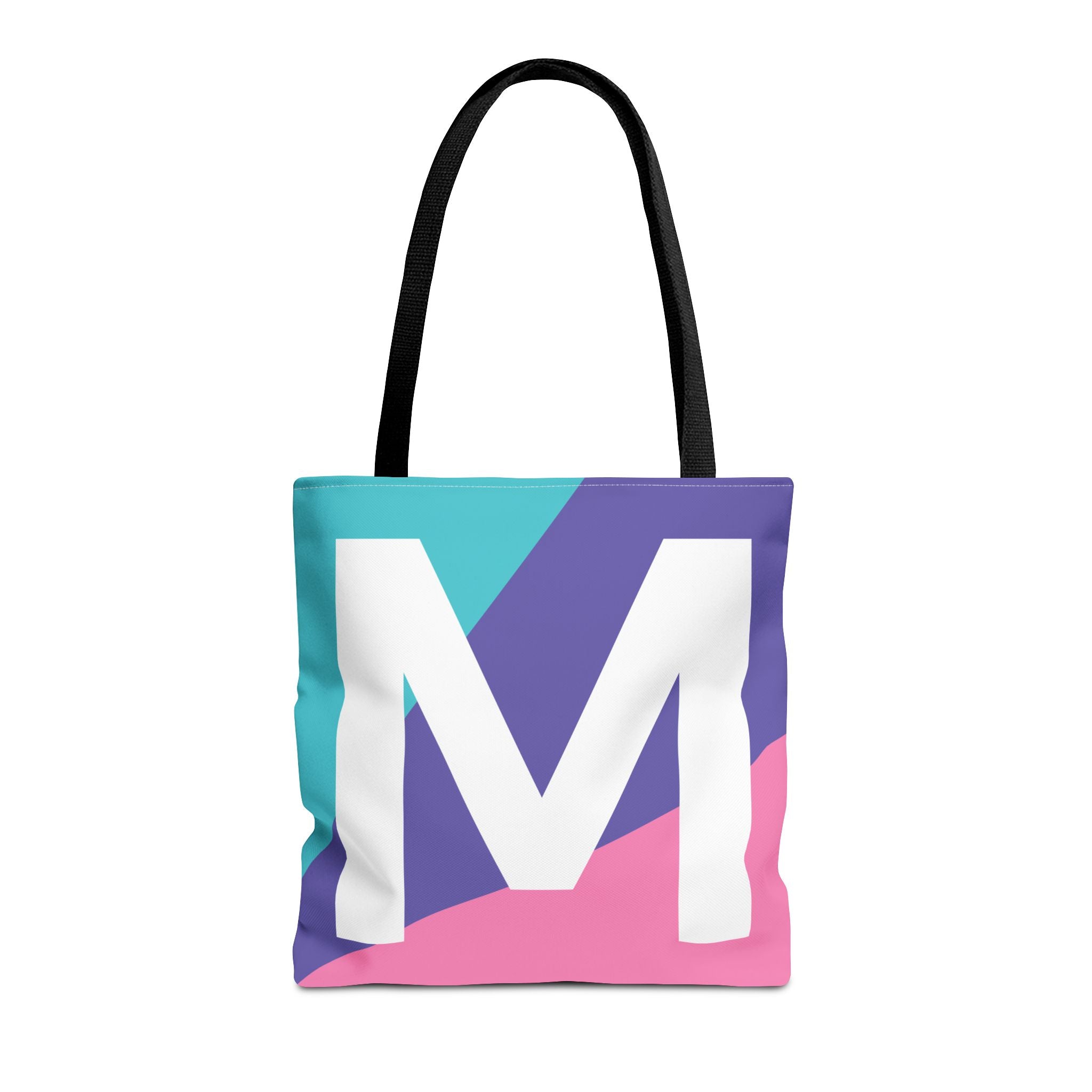 Monogram 'M' Colorblock Tote Bag — Personalized Initial M Shoulder Tote