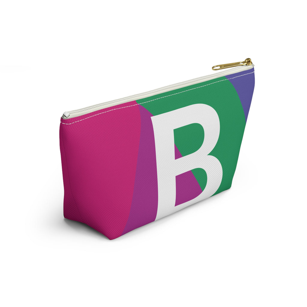 Initials Colorblock Accessory Pouch — Monogram B T-Bottom Cosmetic Bag