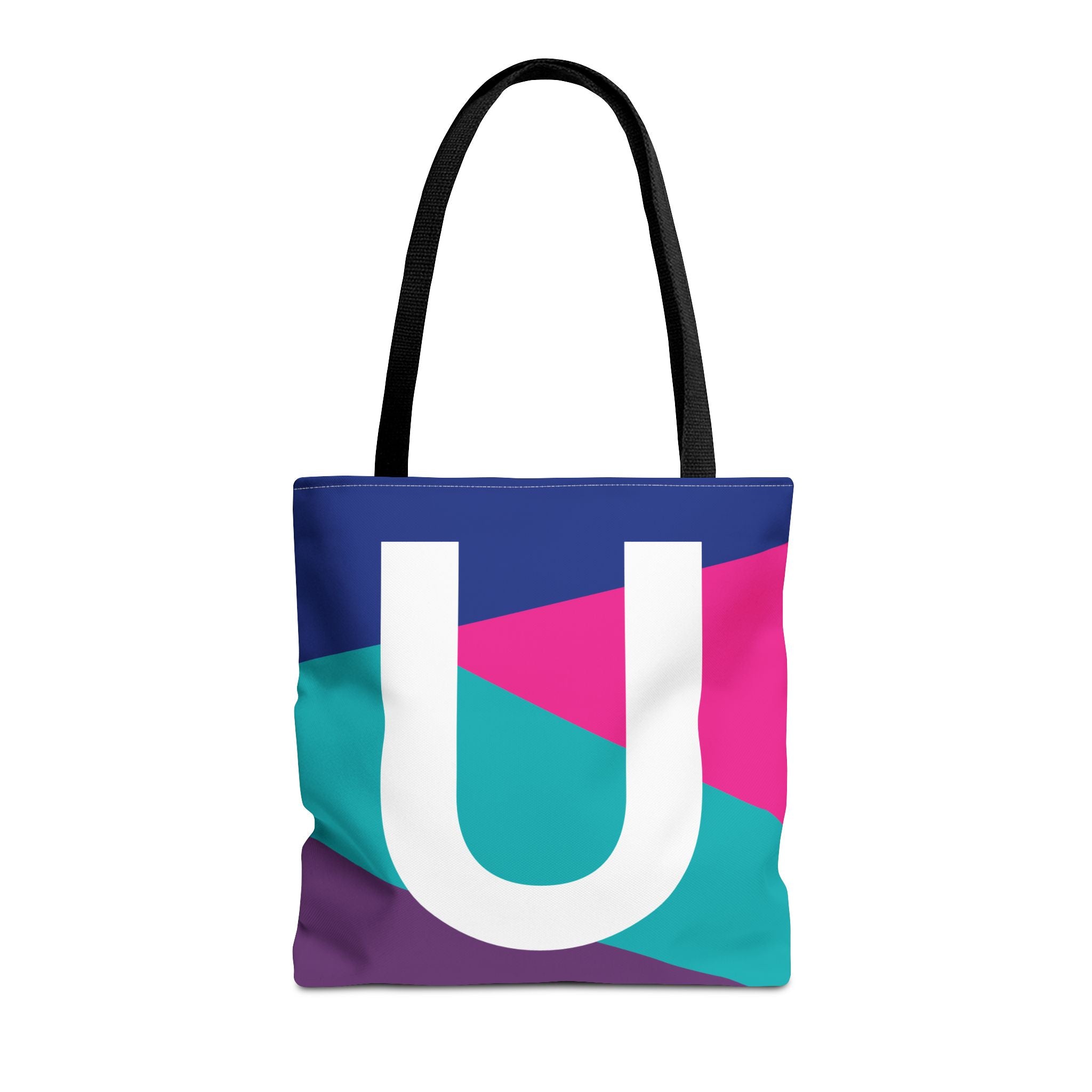 Monogram 'U' Colorblock Tote Bag — Personalized Initial U Shoulder Tote