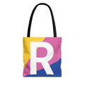 Monogram 'R' Colorblock Tote Bag — Personalized Initial R Shoulder Tote