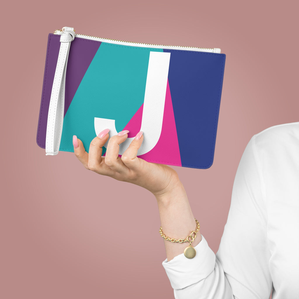Monogram 'J' Colorblock Clutch Bag — Bold Geometric Wristlet for Everyday & Gifts