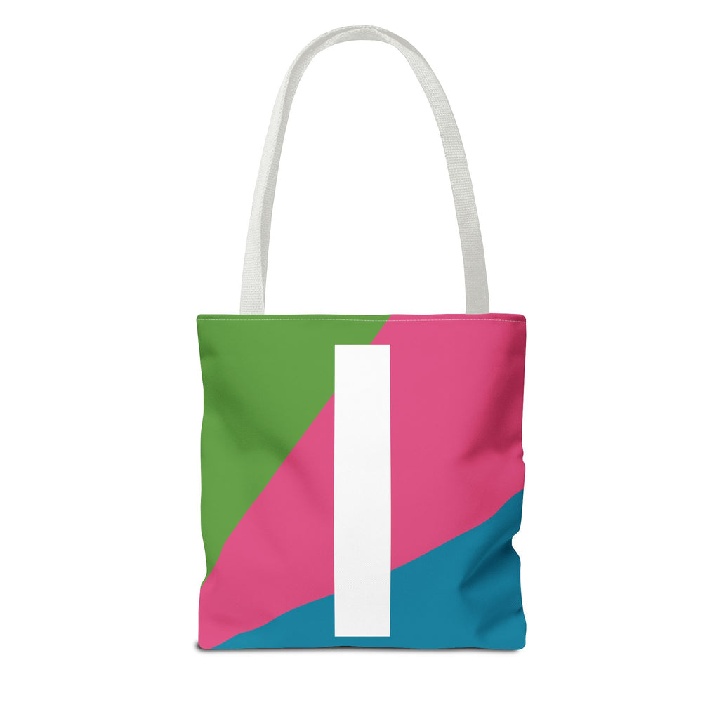Monogram 'I' Colorblock Tote Bag — Personalized Initial I Shoulder Tote