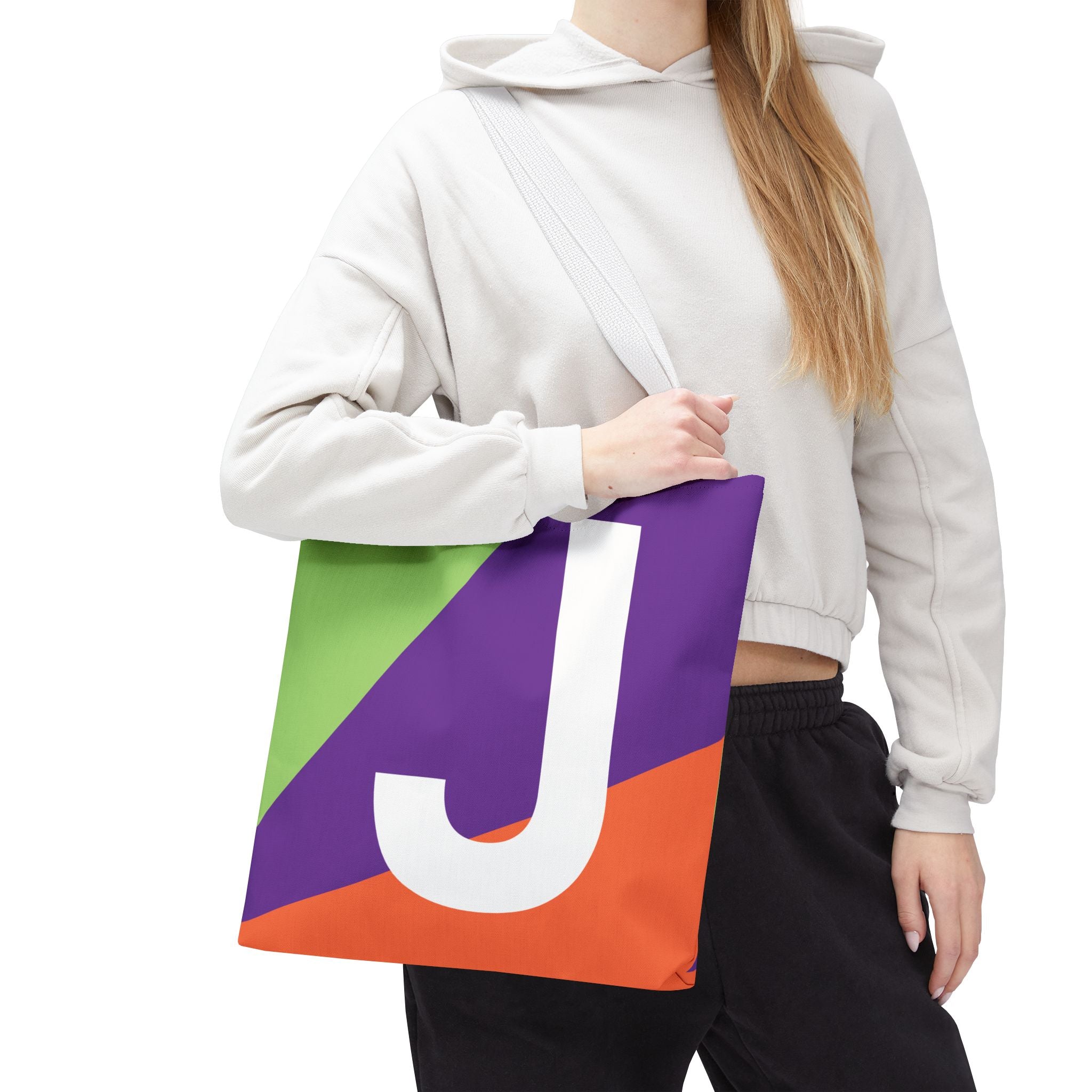 Monogram 'J' Colorblock Tote Bag — Personalized Initial J Shoulder Tote
