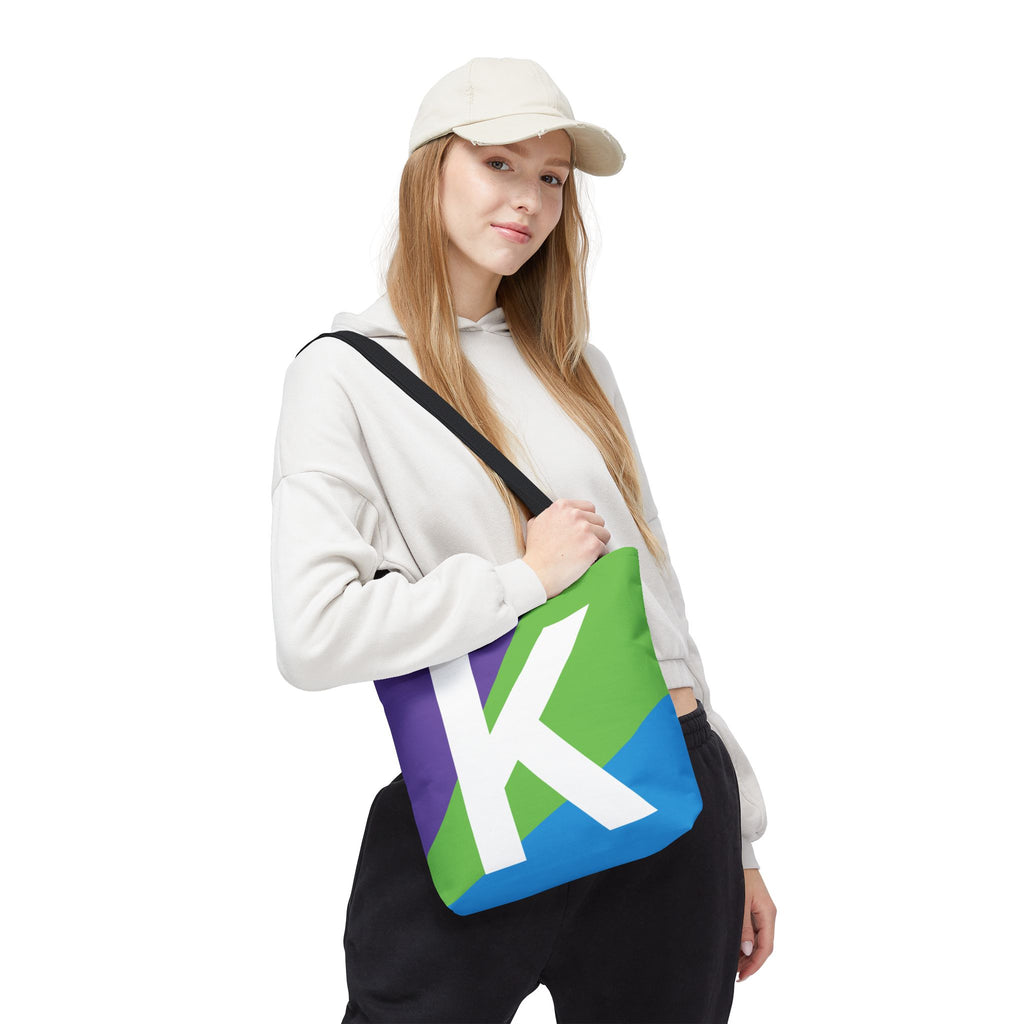 Monogram 'K' Colorblock Tote Bag — Personalized Initial K Shoulder Tote