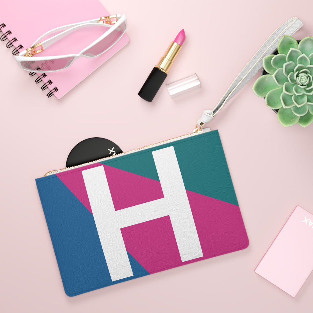 Monogram 'H' Colorblock Clutch Bag — Bold Geometric Wristlet for Everyday & Gifts