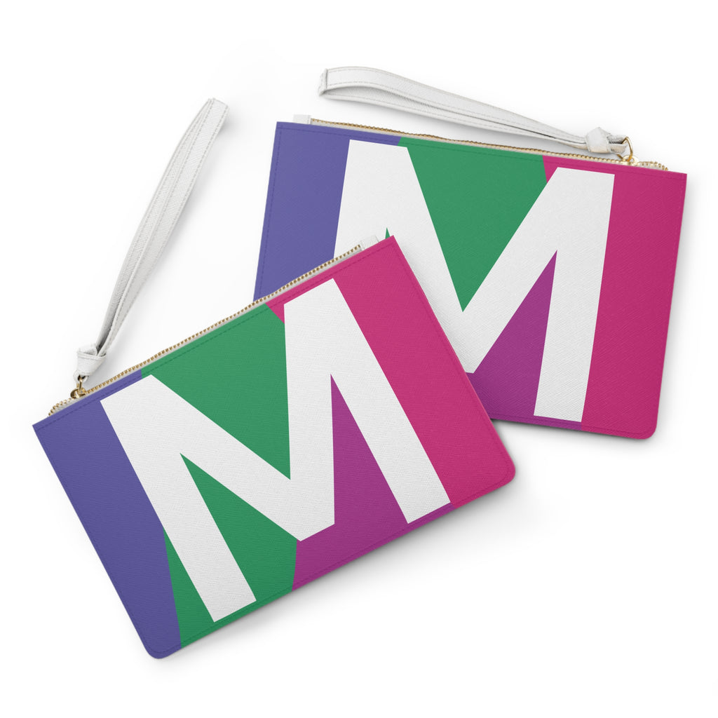 Monogram 'M' Colorblock Clutch Bag — Bold Geometric Wristlet for Everyday & Gifts