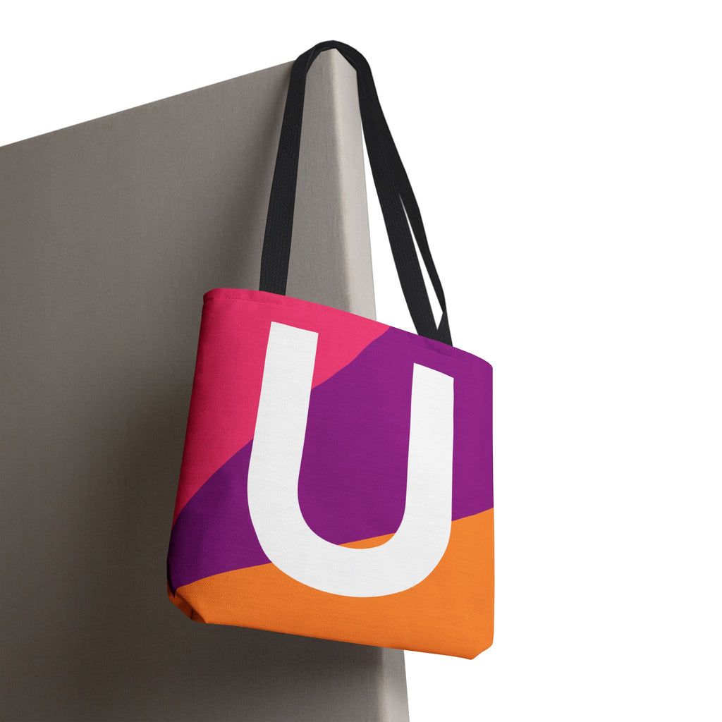 Monogram 'U' Colorblock Tote Bag — Personalized Initial U Shoulder Tote