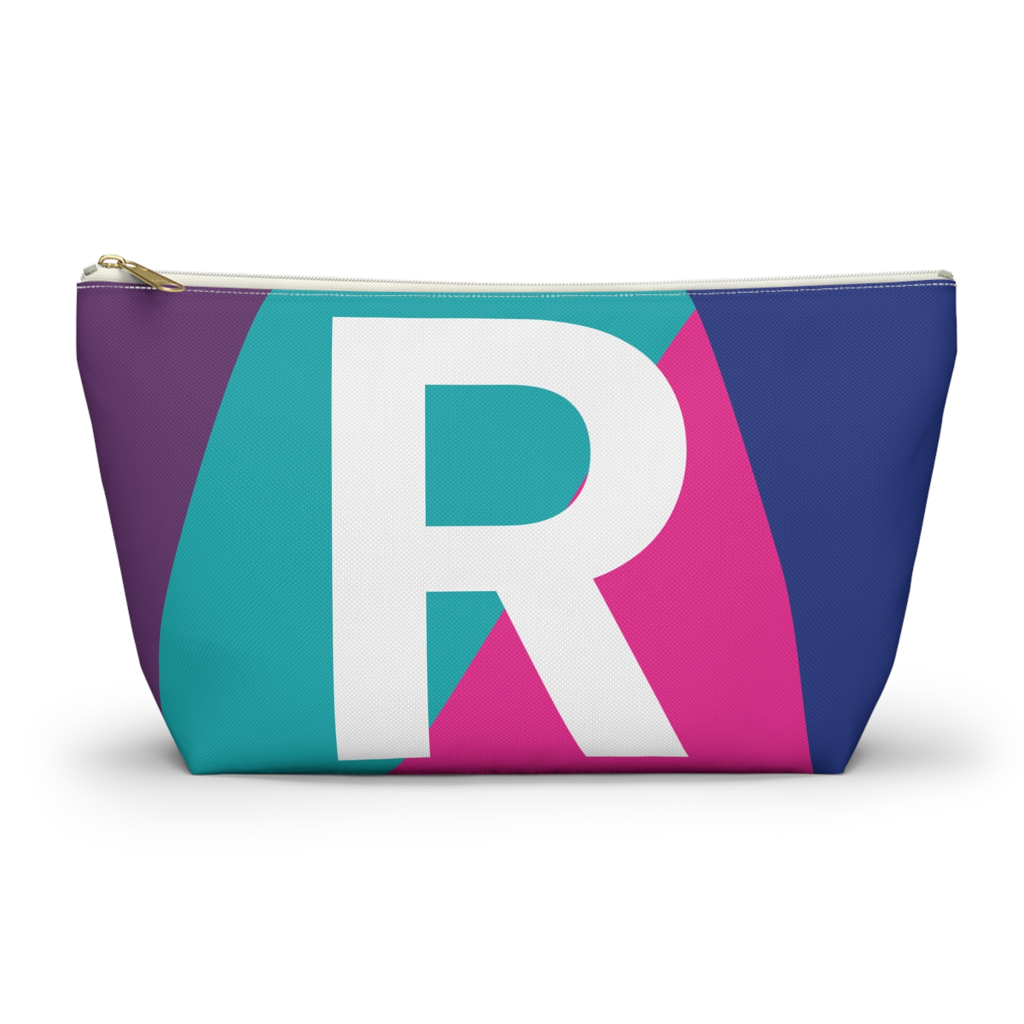 Initials Colorblock Accessory Pouch — Monogram R T-Bottom Cosmetic Bag