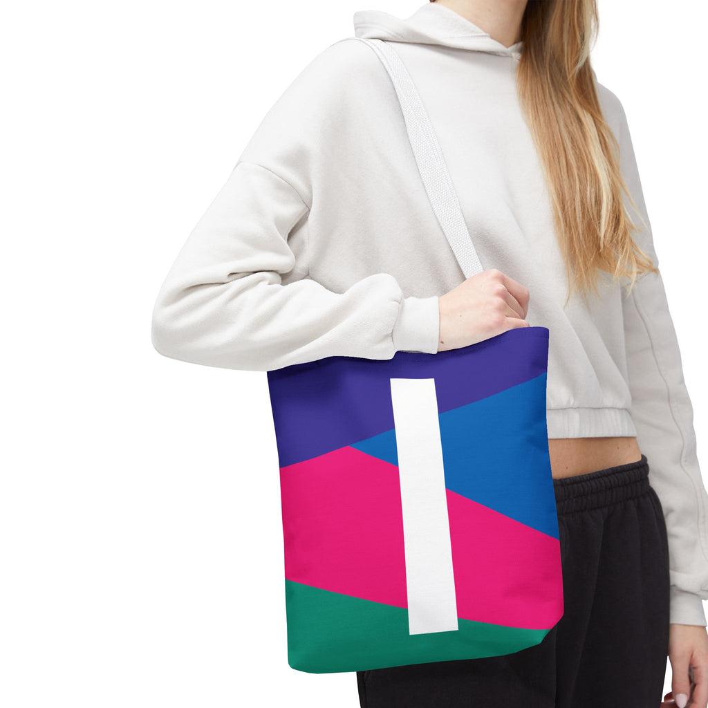 Monogram 'I' Colorblock Tote Bag — Personalized Initial I Shoulder Tote
