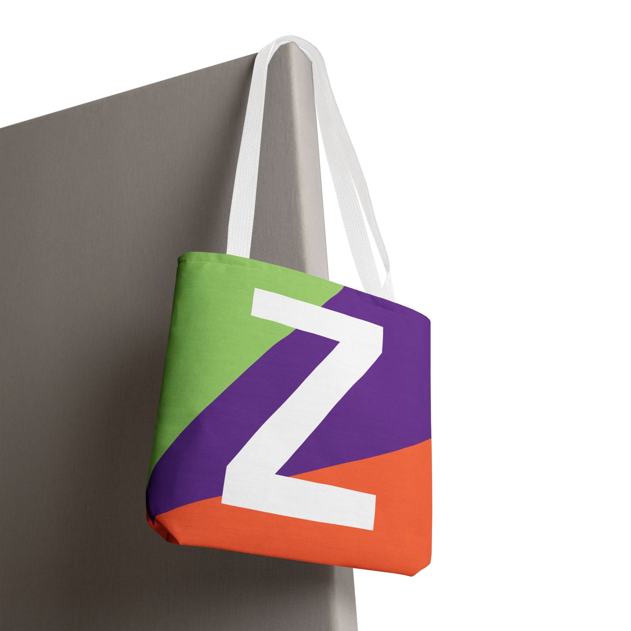 Monogram 'Z' Colorblock Tote Bag — Personalized Initial Z Shoulder Tote