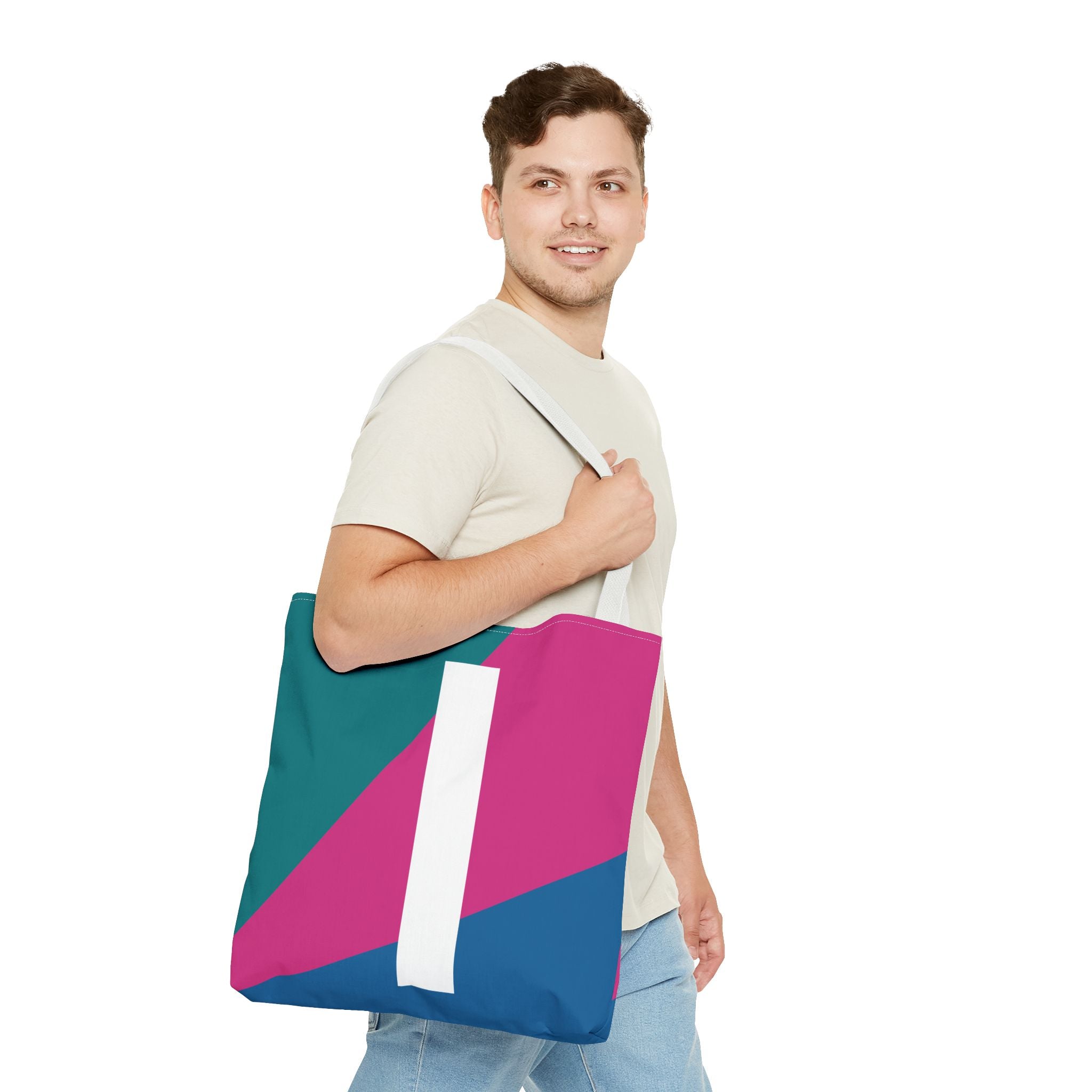 Monogram 'I' Colorblock Tote Bag — Personalized Initial I Shoulder Tote