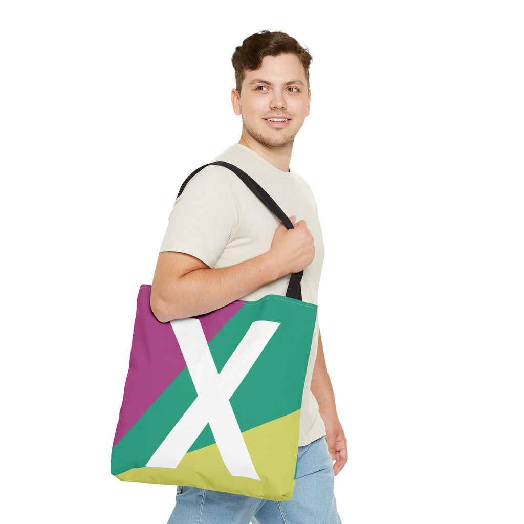 Monogram 'X' Colorblock Tote Bag — Personalized Initial X Shoulder Tote