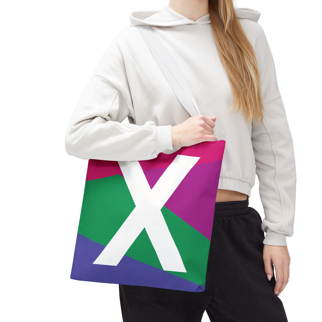 Monogram 'X' Colorblock Tote Bag — Personalized Initial X Shoulder Tote