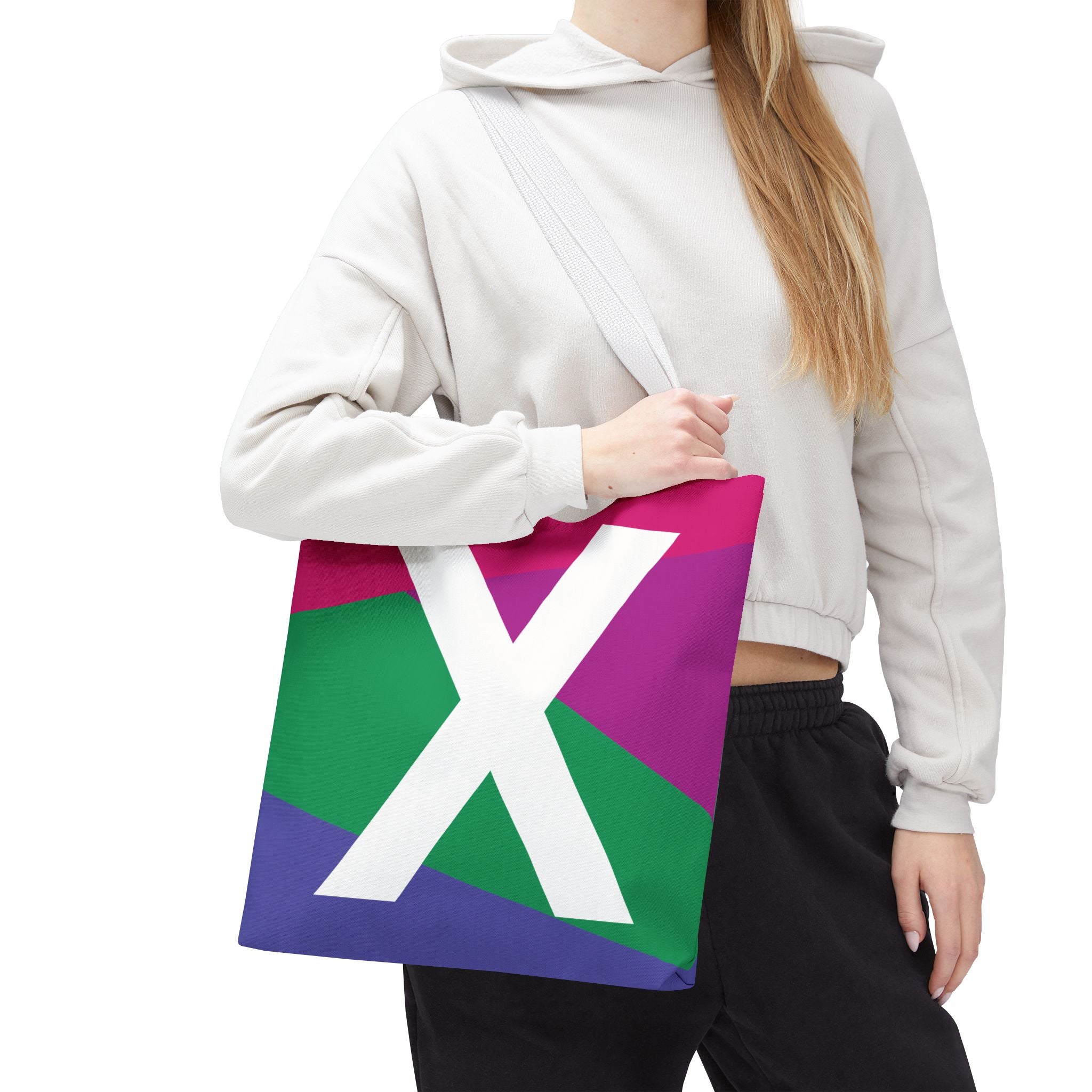 Monogram 'X' Colorblock Tote Bag — Personalized Initial X Shoulder Tote