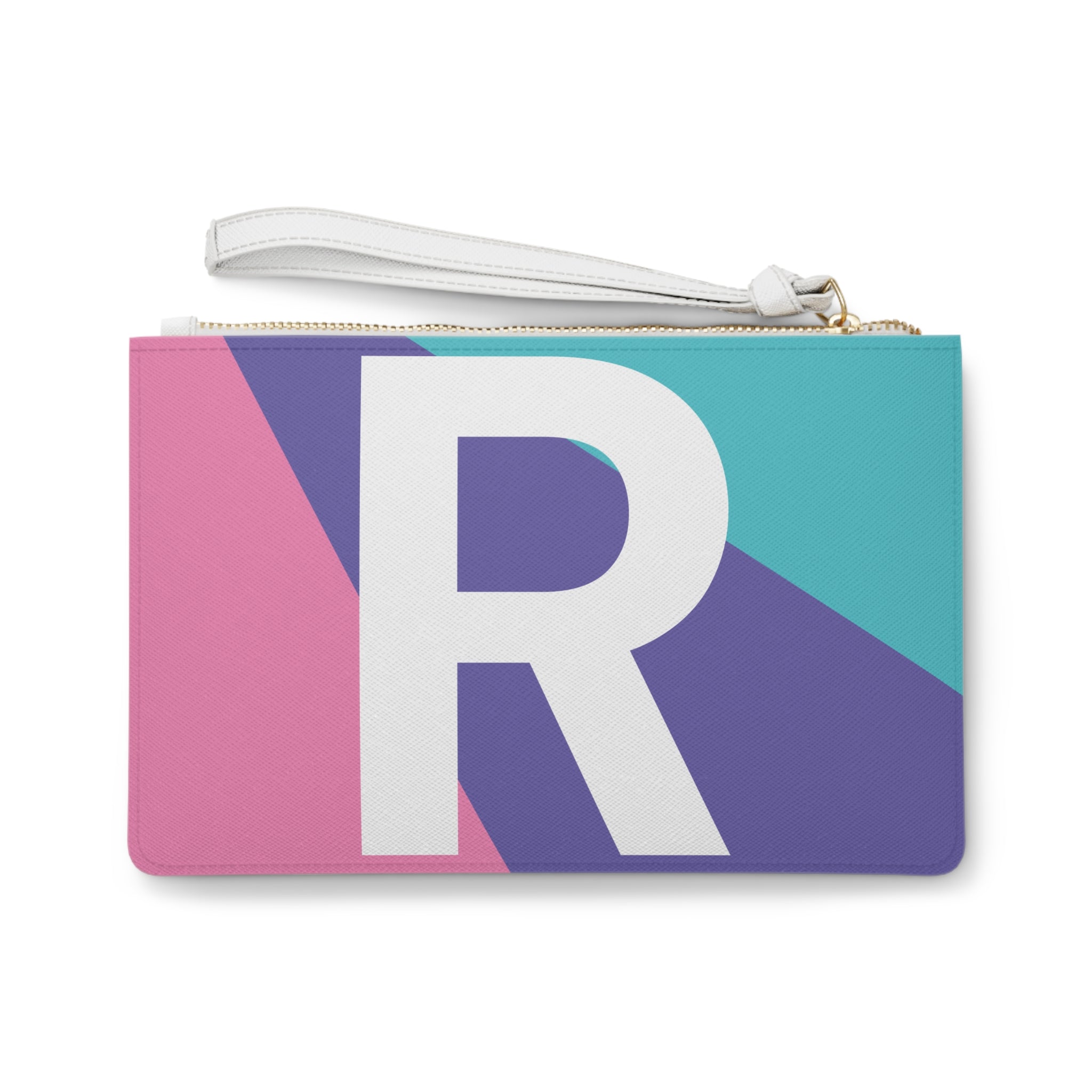 Monogram 'R' Colorblock Clutch Bag — Bold Geometric Wristlet for Everyday & Gifts