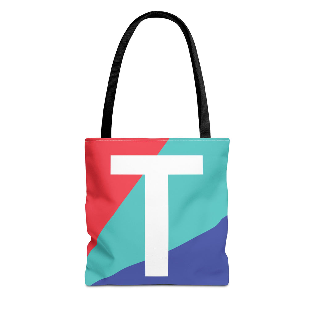 Monogram 'T' Colorblock Tote Bag — Personalized Initial T Shoulder Tote