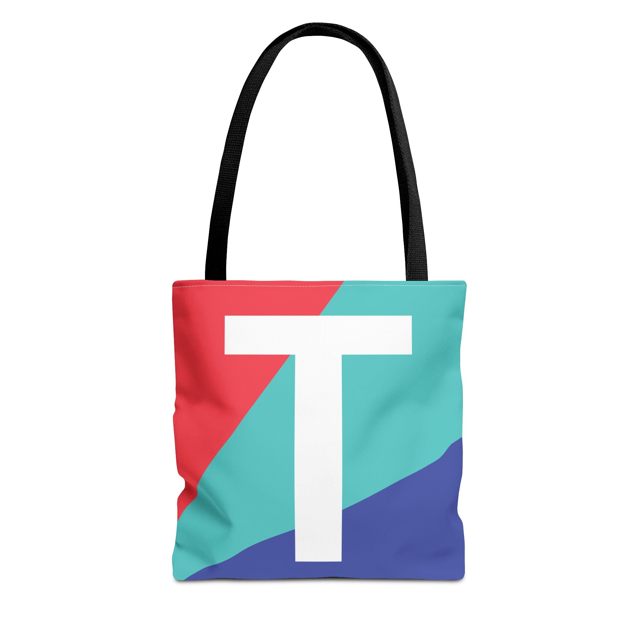 Monogram 'T' Colorblock Tote Bag — Personalized Initial T Shoulder Tote