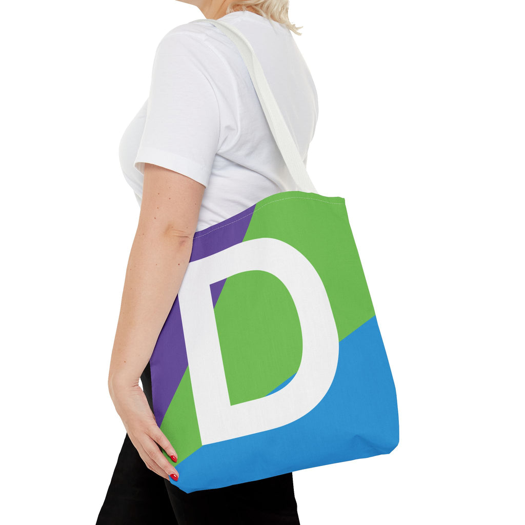 Monogram 'D' Colorblock Tote Bag — Personalized Initial D Shoulder Tote
