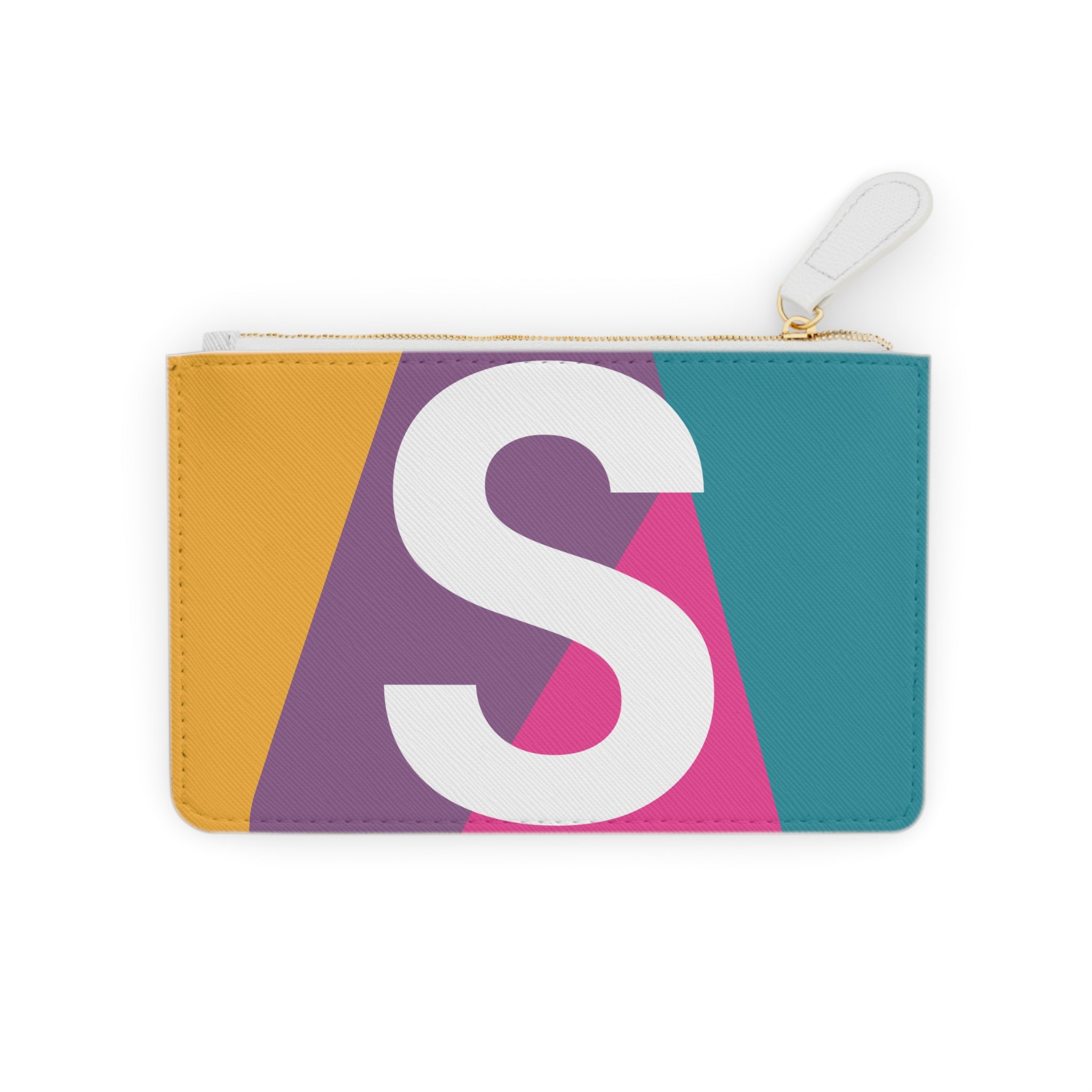 Initial S Mini Clutch — Colorblock Monogram Wristlet Wallet