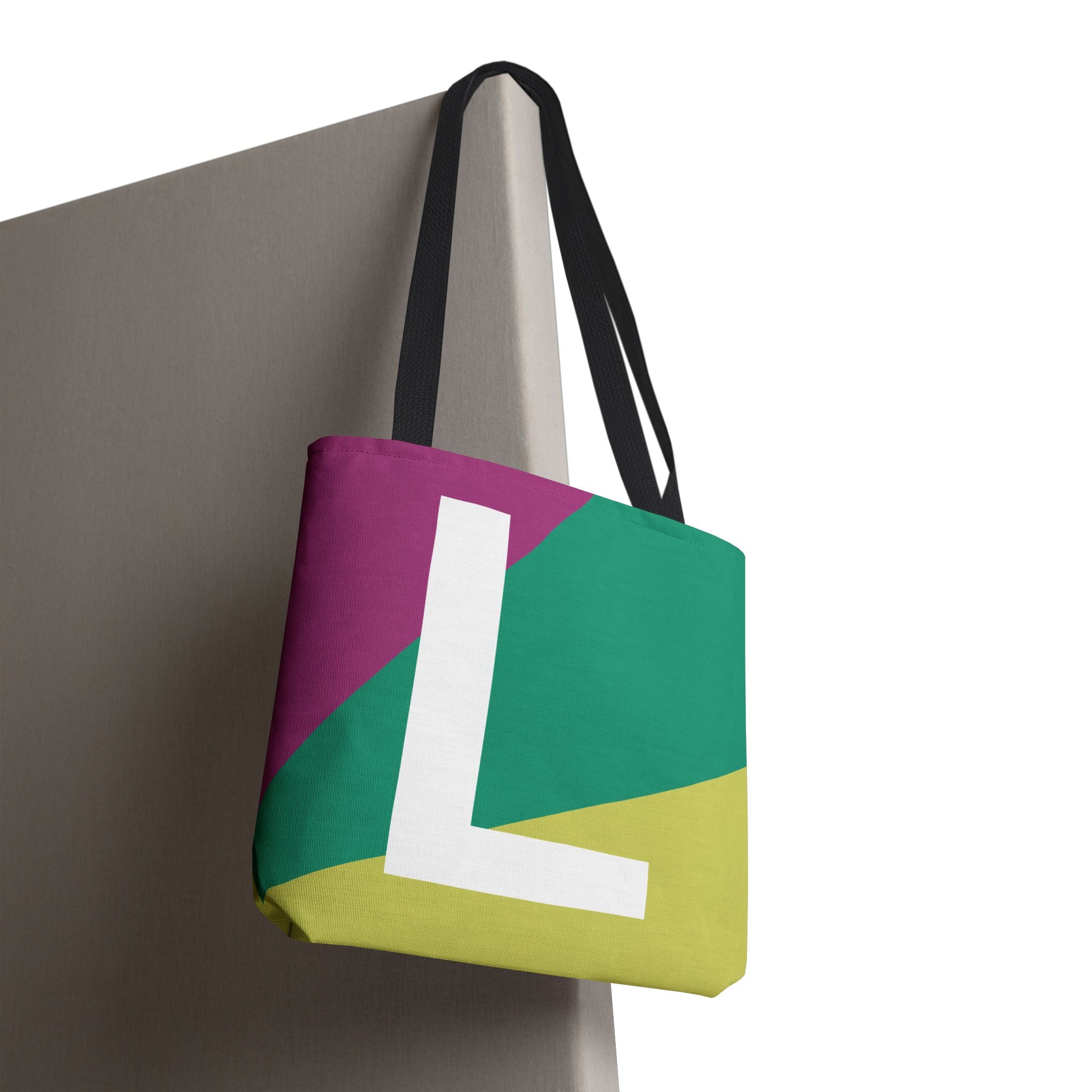 Monogram 'L' Colorblock Tote Bag — Personalized Initial L Shoulder Tote
